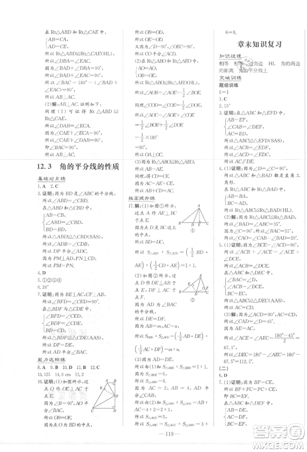 吉林教育出版社2021練案課時作業(yè)本八年級數(shù)學(xué)上冊人教版參考答案