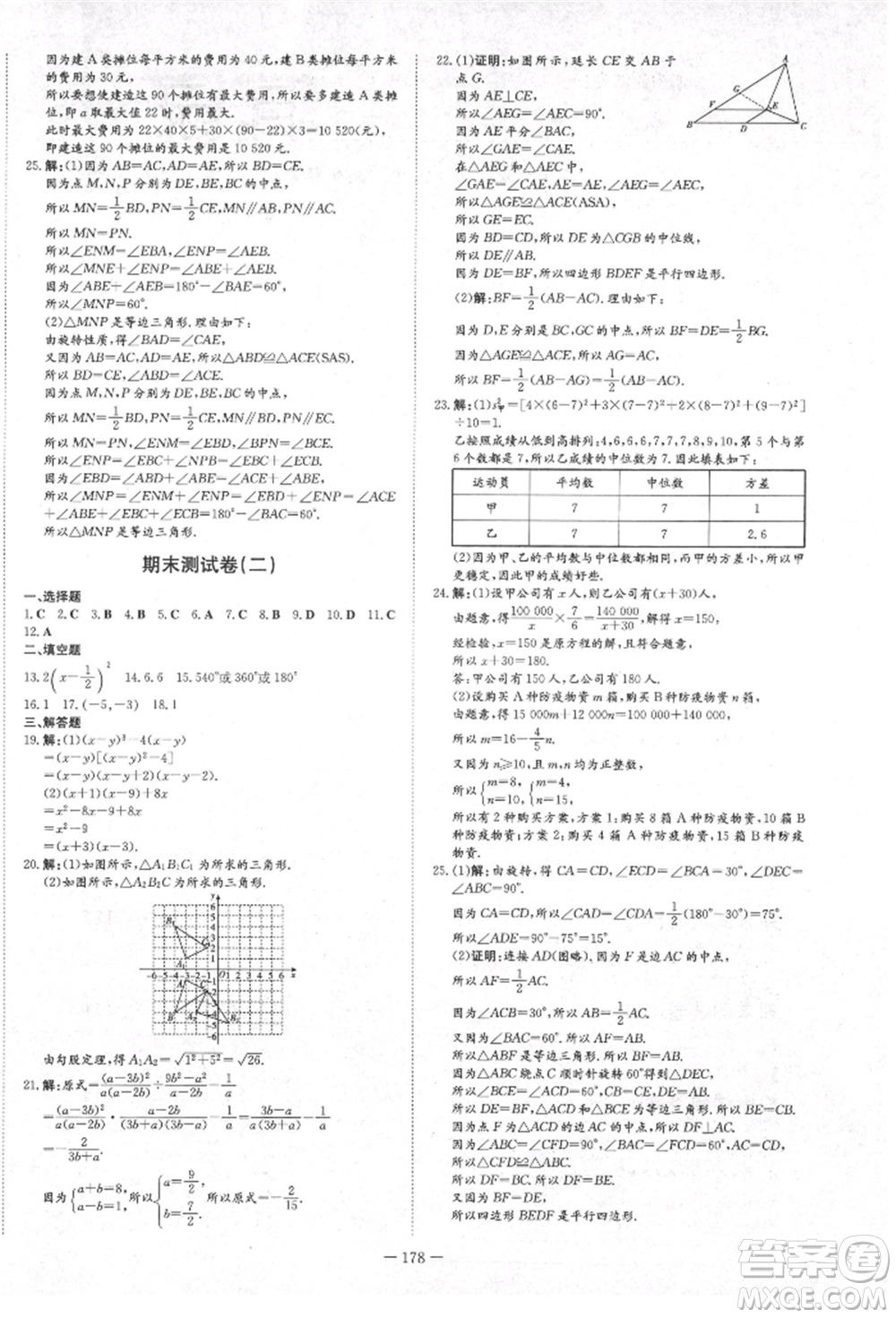 陜西人民教育出版社2021練案五四學(xué)制八年級(jí)數(shù)學(xué)上冊(cè)魯教版參考答案