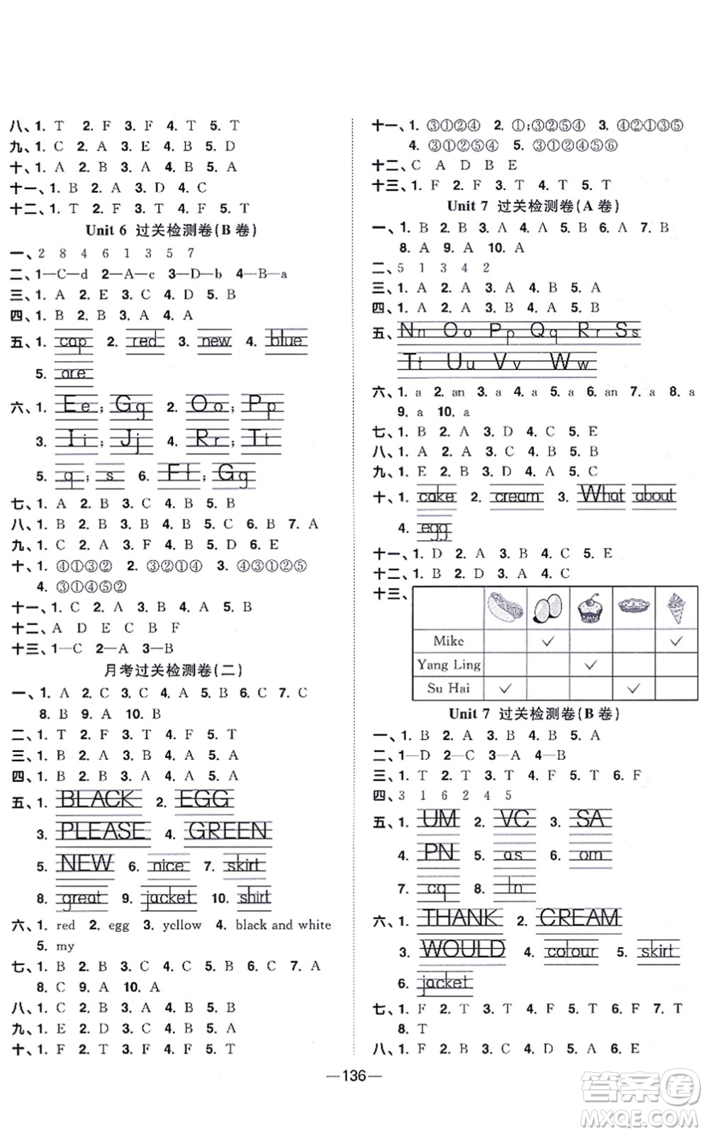 江西教育出版社2021陽光同學(xué)一線名師全優(yōu)好卷三年級英語上冊YL譯林版答案