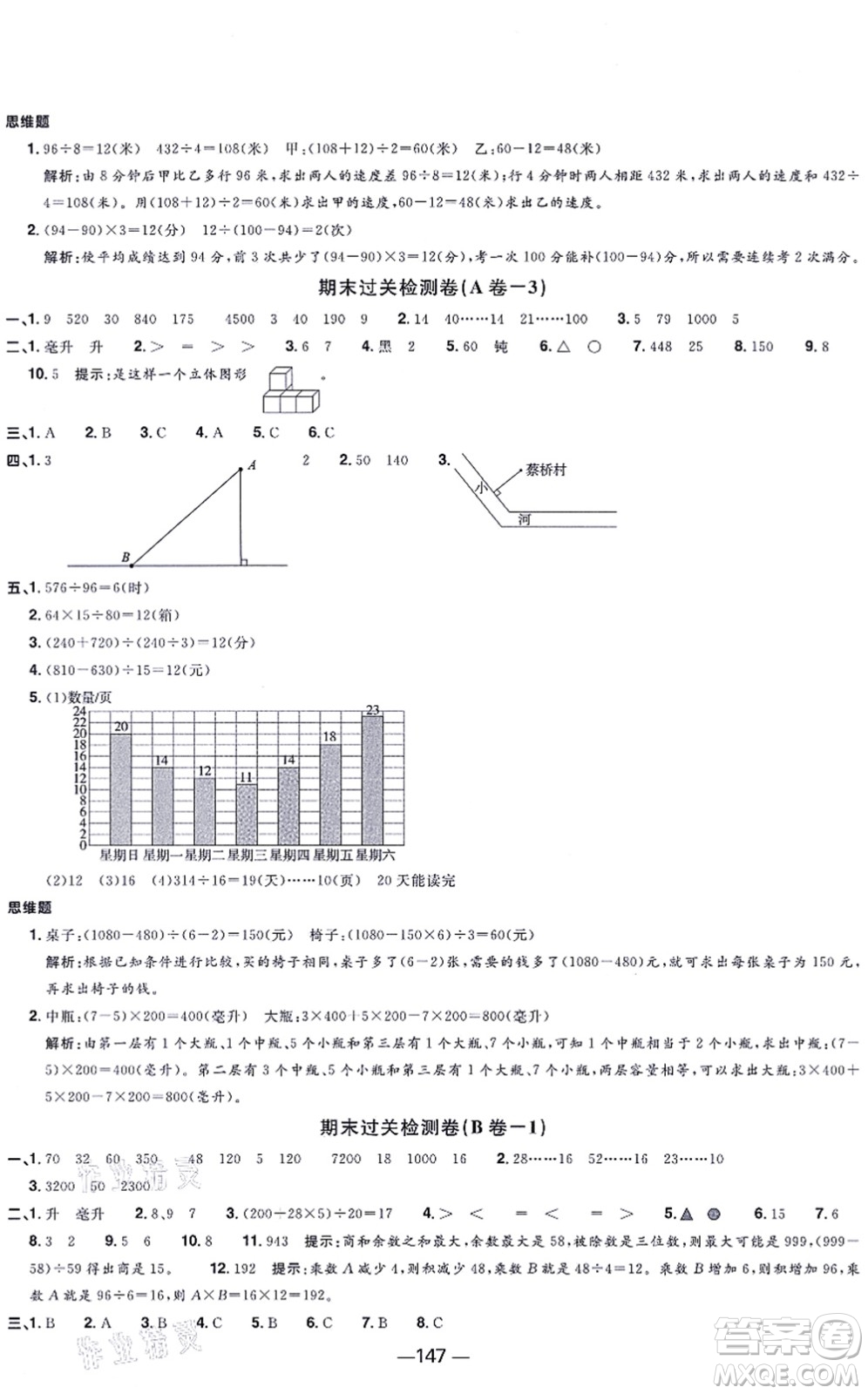 江西教育出版社2021陽光同學(xué)一線名師全優(yōu)好卷四年級數(shù)學(xué)上冊SJ蘇教版答案