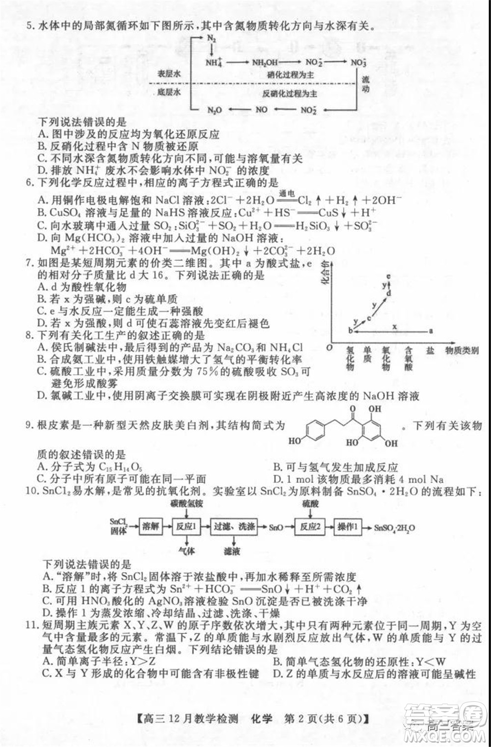 新視界高考聯(lián)盟2022屆高三12月教學檢測化學試題及答案