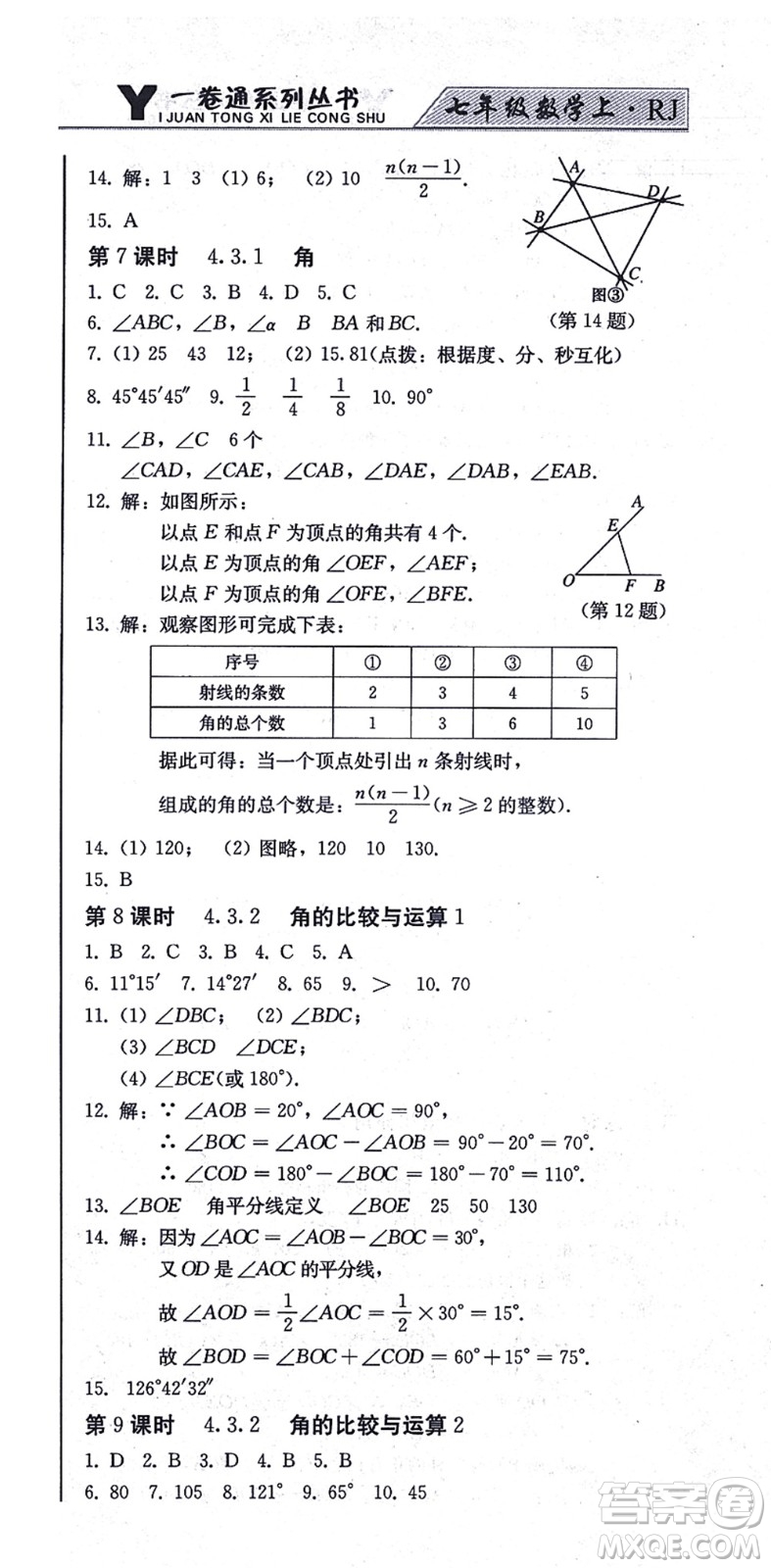 北方婦女兒童出版社2021同步優(yōu)化測(cè)試一卷通七年級(jí)數(shù)學(xué)上冊(cè)人教版答案