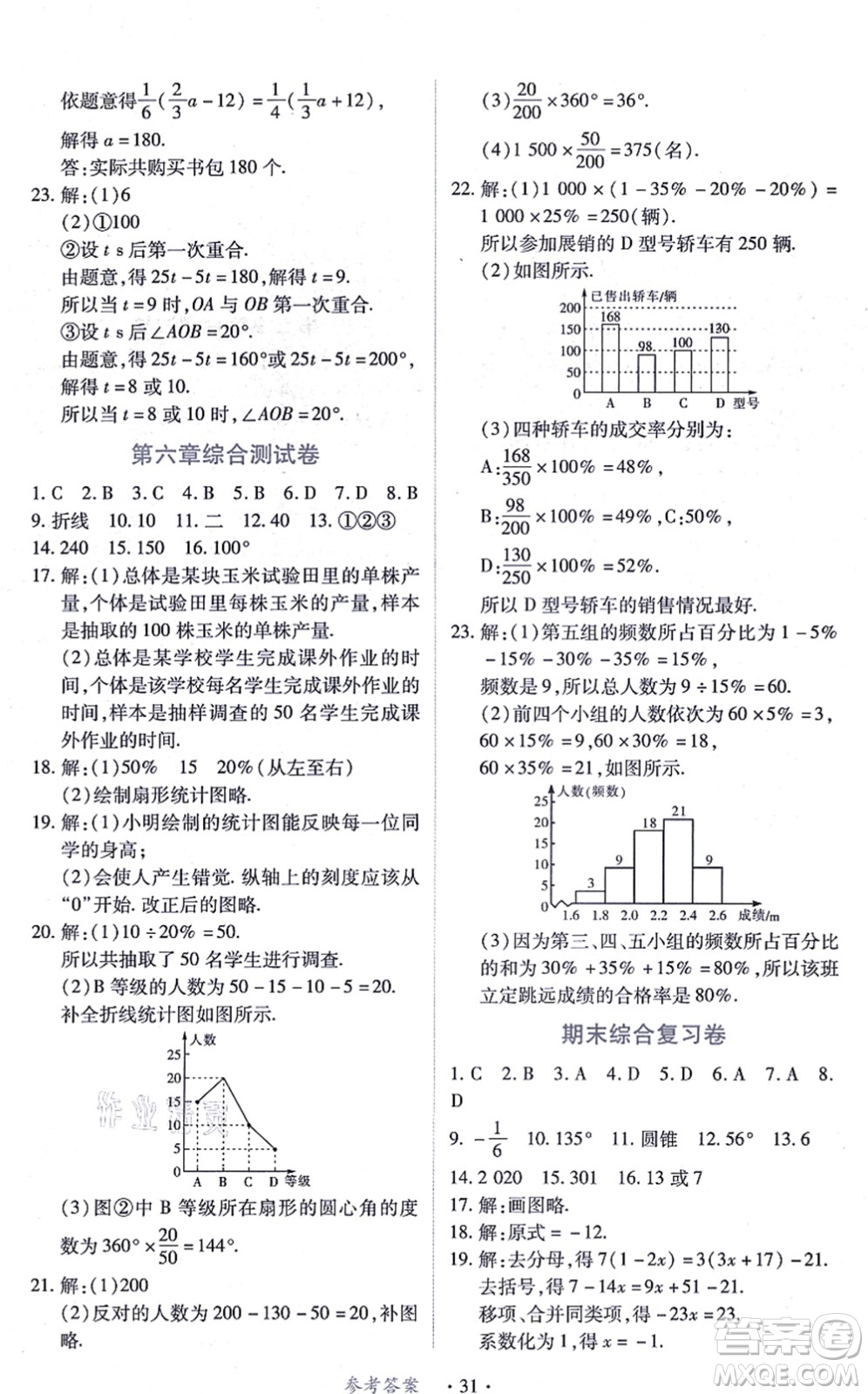 江西人民出版社2021一課一練創(chuàng)新練習(xí)七年級數(shù)學(xué)上冊北師大版答案
