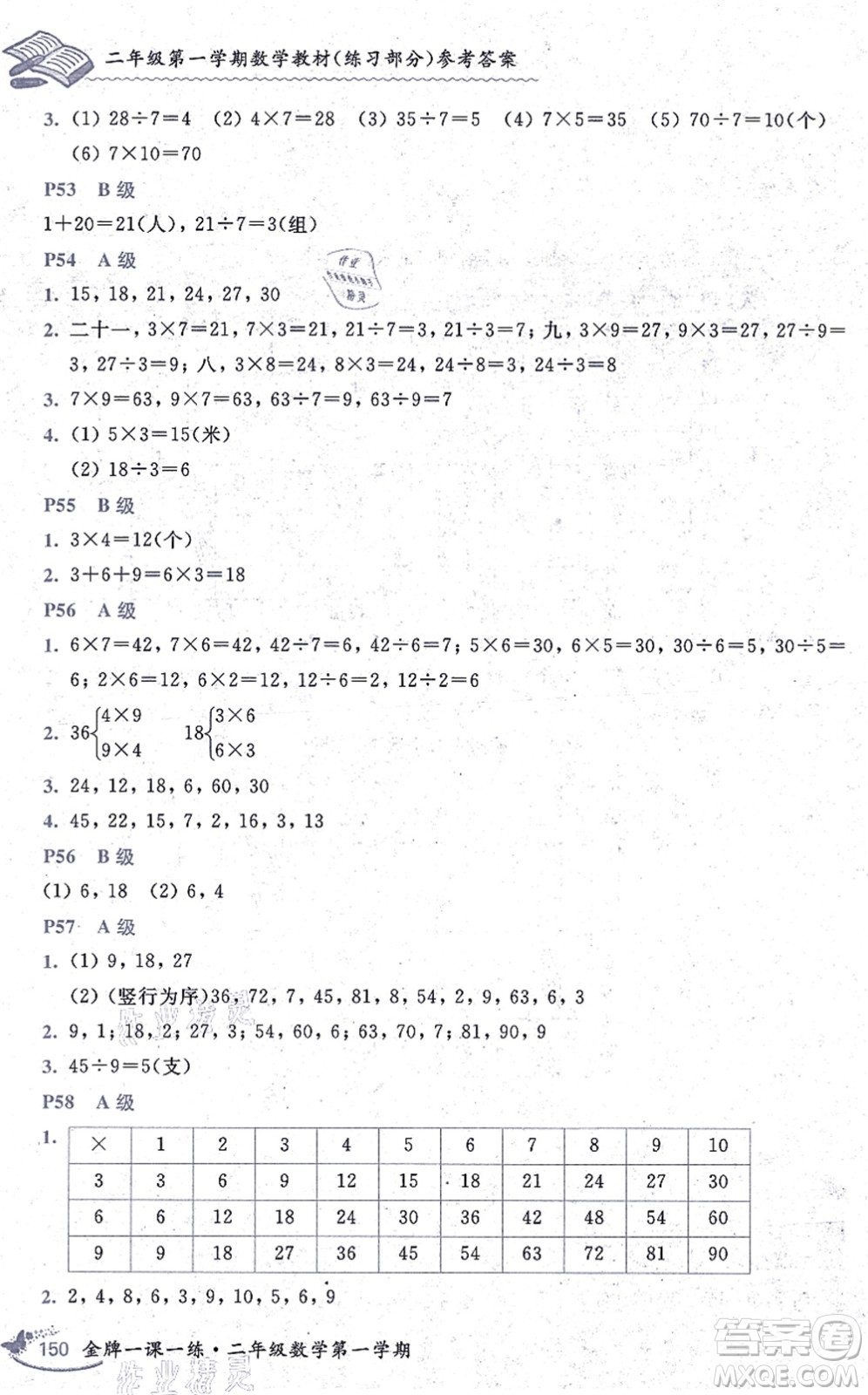 中西書局2021我能考第一金牌一課一練二年級數(shù)學(xué)上冊滬教版五四學(xué)制答案