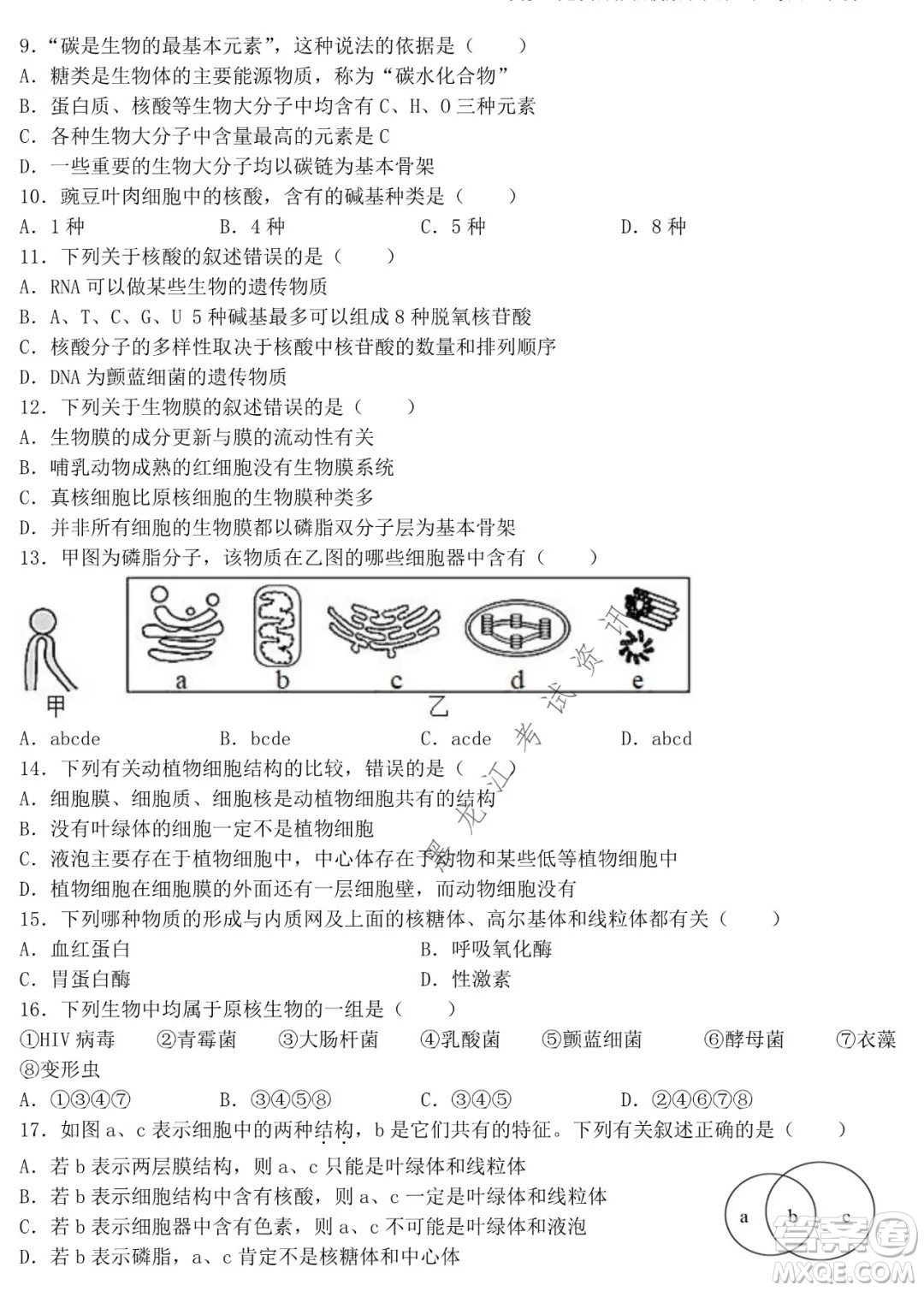 哈師大附中2021級高一上學(xué)期期末考試生物試題及答案
