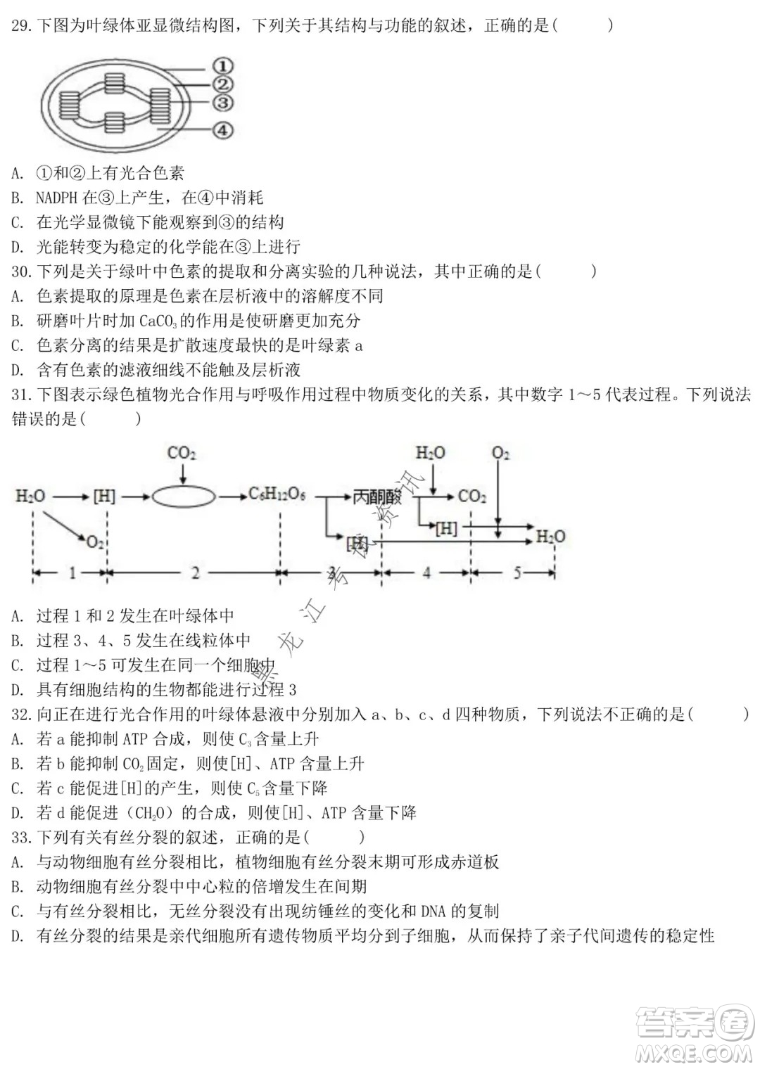 哈師大附中2021級高一上學(xué)期期末考試生物試題及答案
