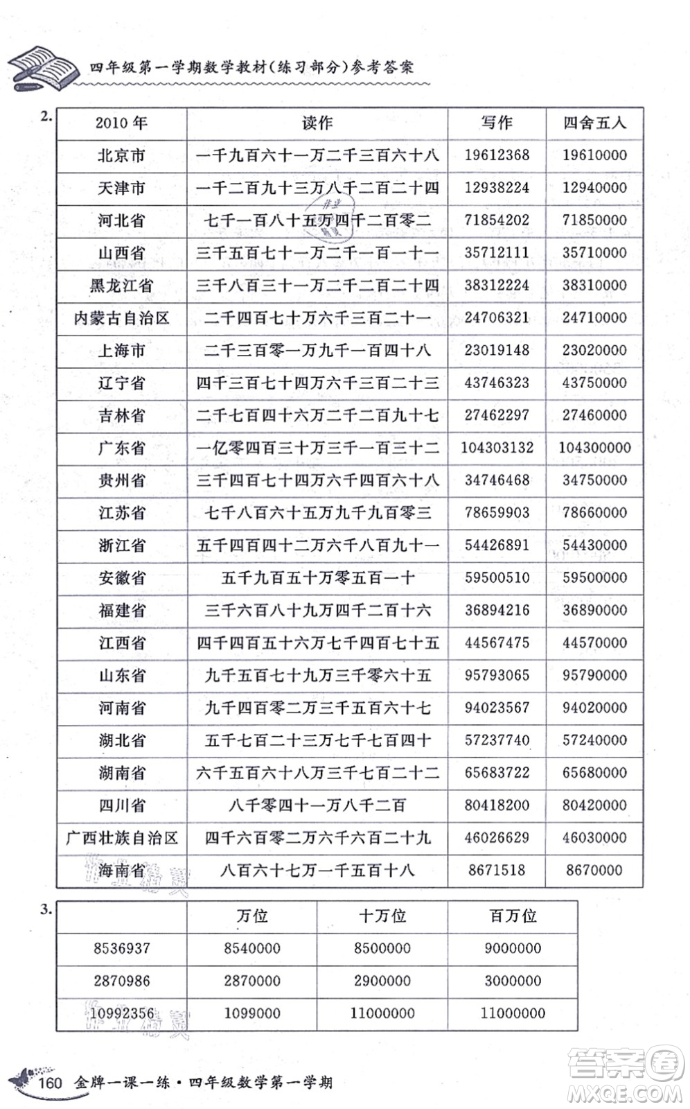 中西書局2021我能考第一金牌一課一練四年級(jí)數(shù)學(xué)上冊(cè)滬教版五四學(xué)制答案