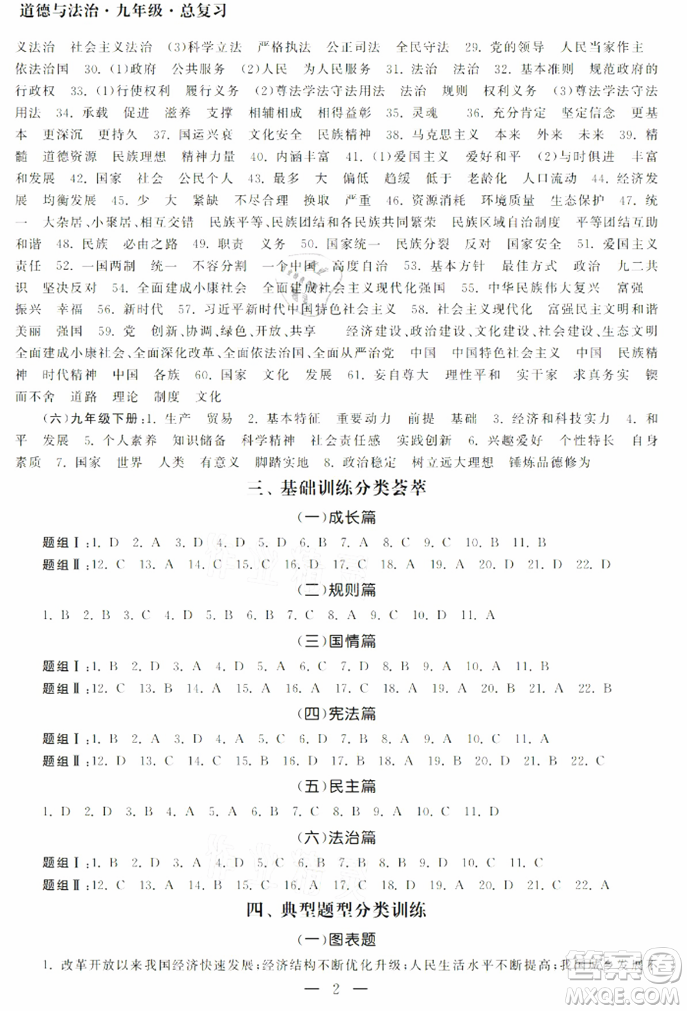 南京大學(xué)出版社2021智慧學(xué)習(xí)初中學(xué)科單元試卷九年級道德與法治總復(fù)習(xí)通用版參考答案