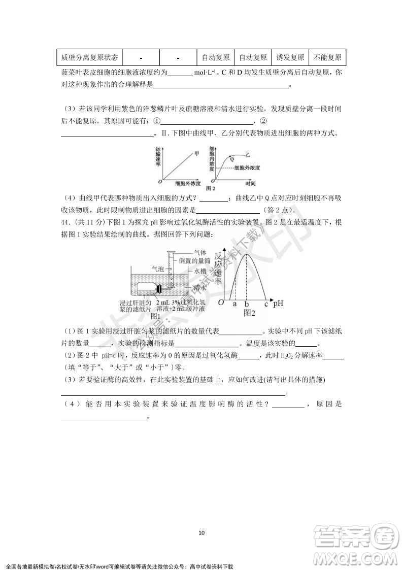 廣東省深圳實驗學校2021-2022學年高一上學期第二階段考試生物試題及答案