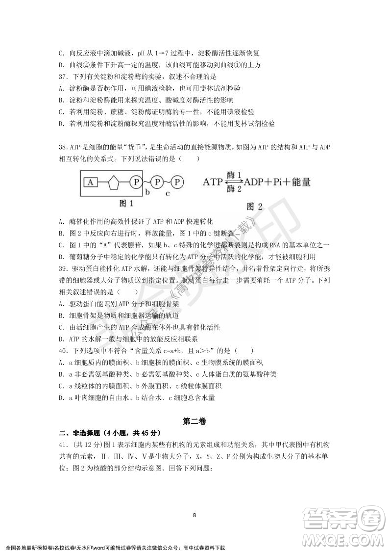 廣東省深圳實驗學校2021-2022學年高一上學期第二階段考試生物試題及答案