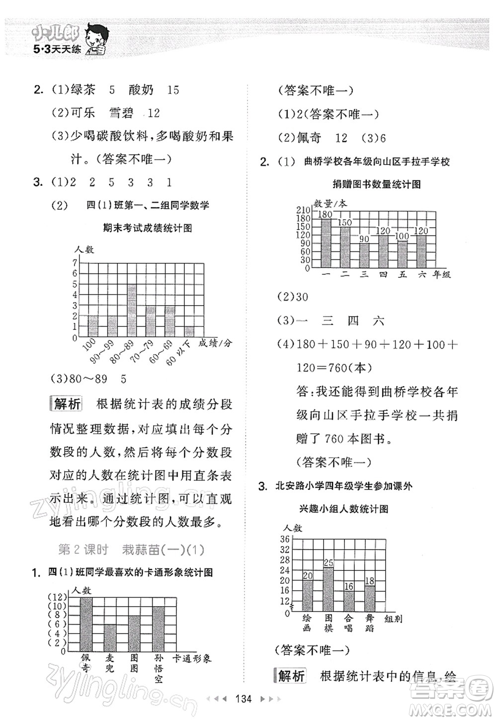 教育科學(xué)出版社2022春季53天天練四年級數(shù)學(xué)下冊BSD北師大版答案
