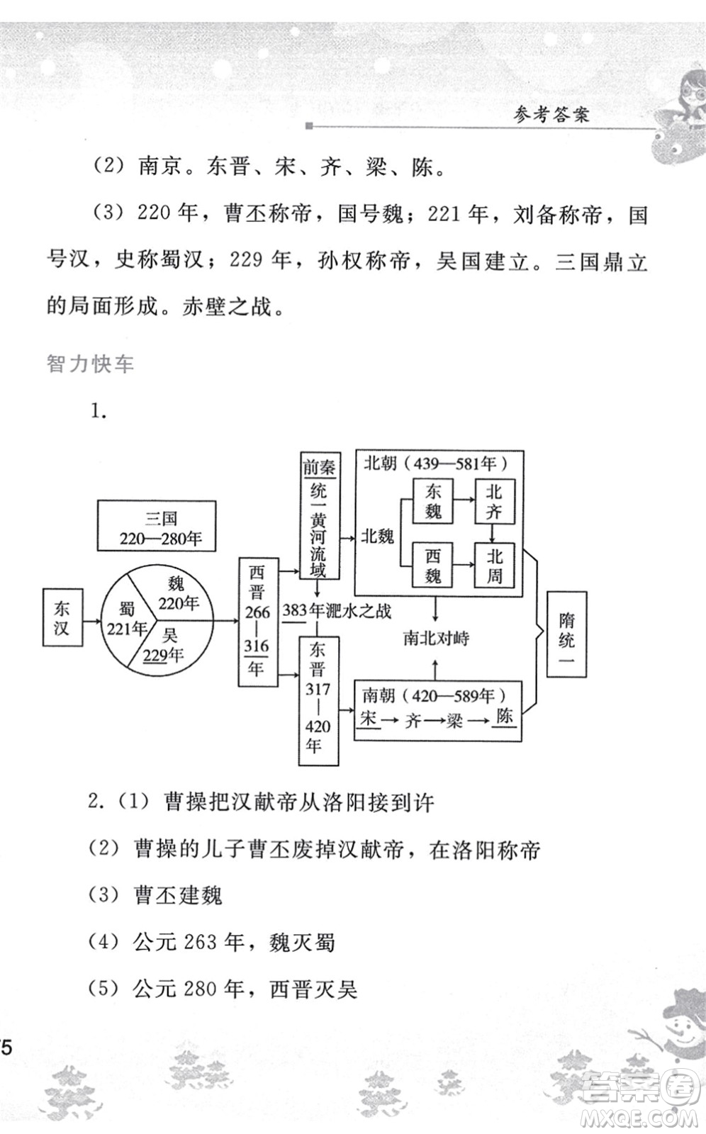 人民教育出版社2022寒假作業(yè)七年級(jí)歷史人教版答案