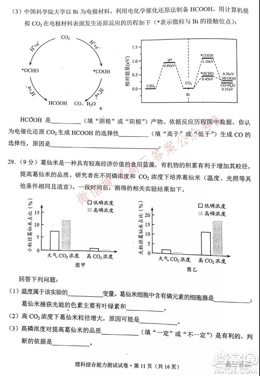 昆明市2022屆高三三診一模摸底診斷測試理科綜合試題及答案