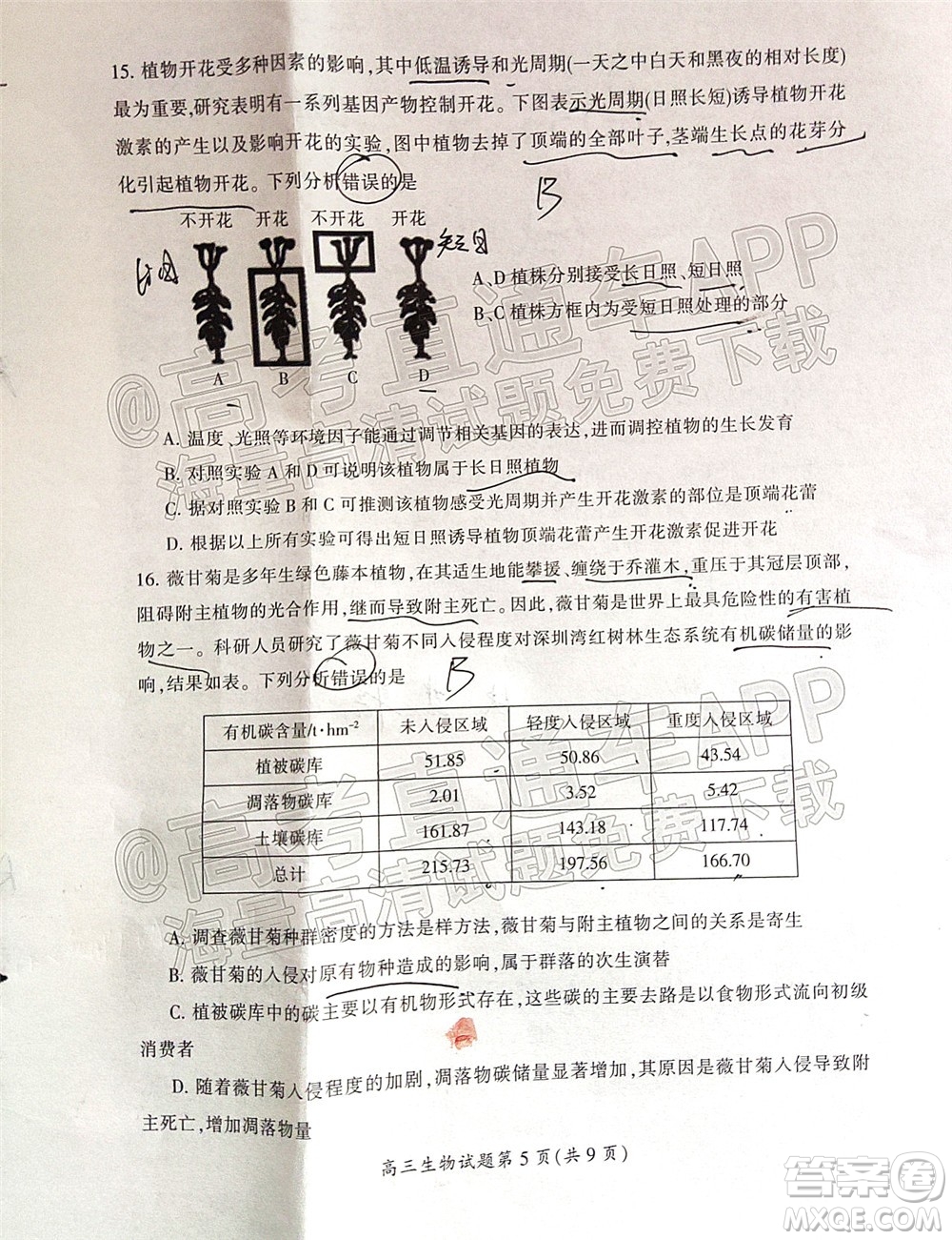 郴州市2022屆高三第二次教學(xué)質(zhì)量監(jiān)測(cè)生物試題及答案