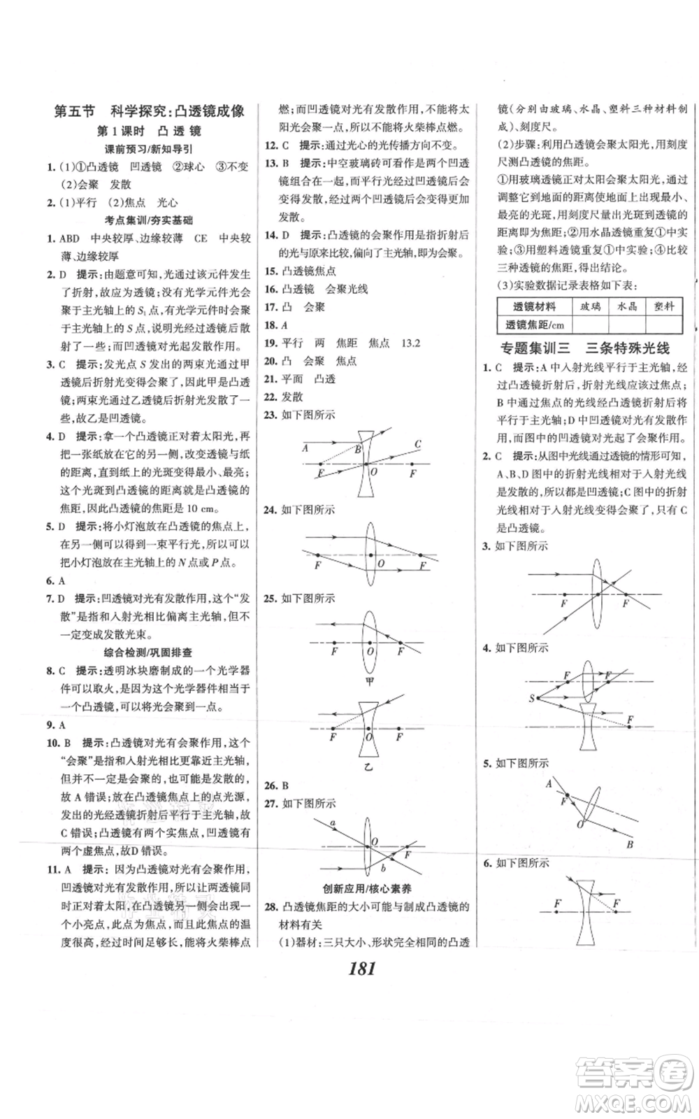 河北美術(shù)出版社2021全優(yōu)課堂考點(diǎn)集訓(xùn)與滿分備考八年級(jí)物理上冊(cè)滬科版參考答案