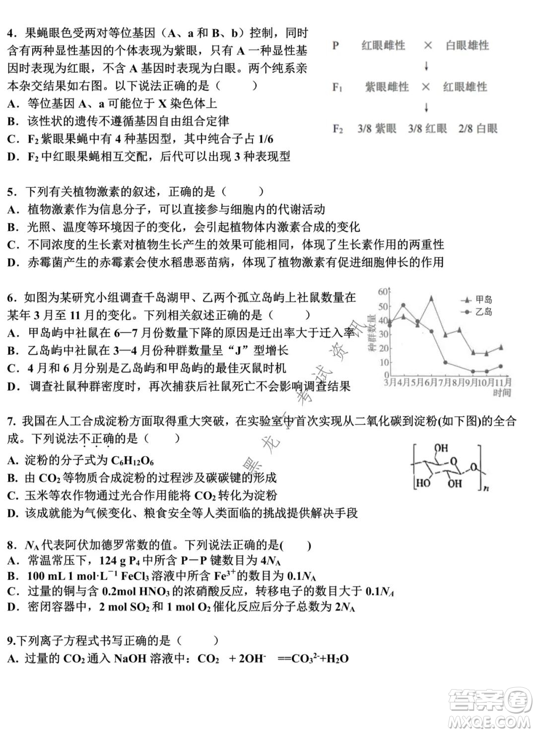 哈師大附中2021-2022學(xué)年度高三上學(xué)期期末考試?yán)砜凭C合試題及答案