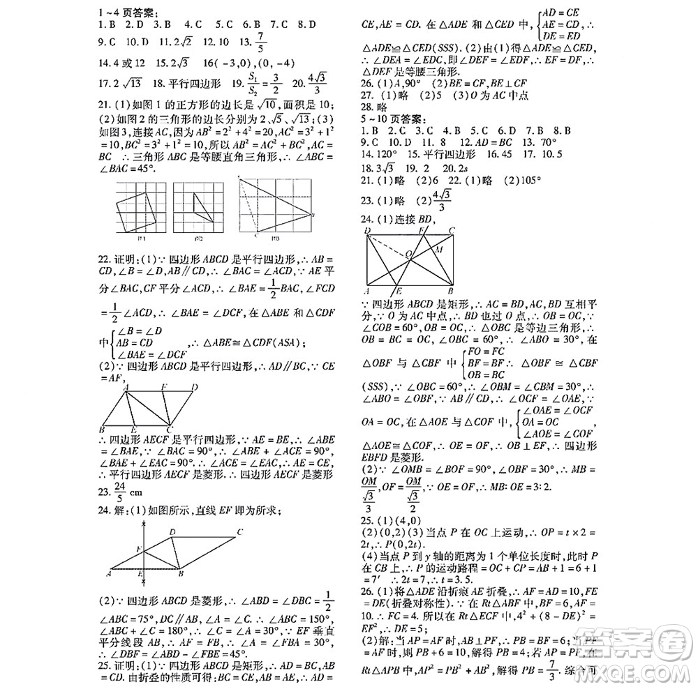 黑龍江少年兒童出版社2022寒假Happy假日九年級數(shù)學(xué)林甸專用答案