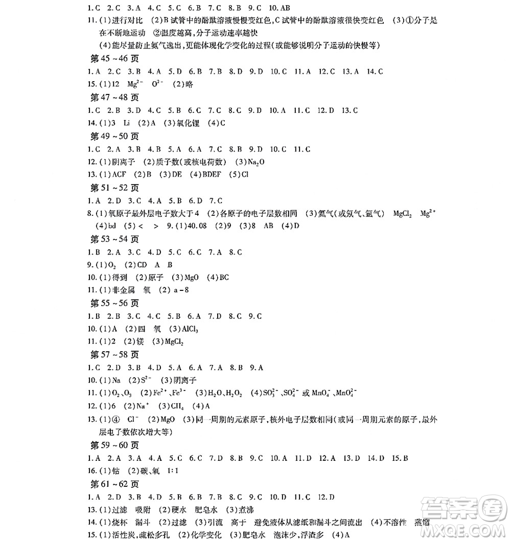 黑龍江少年兒童出版社2022寒假Happy假日九年級(jí)化學(xué)林甸專用答案
