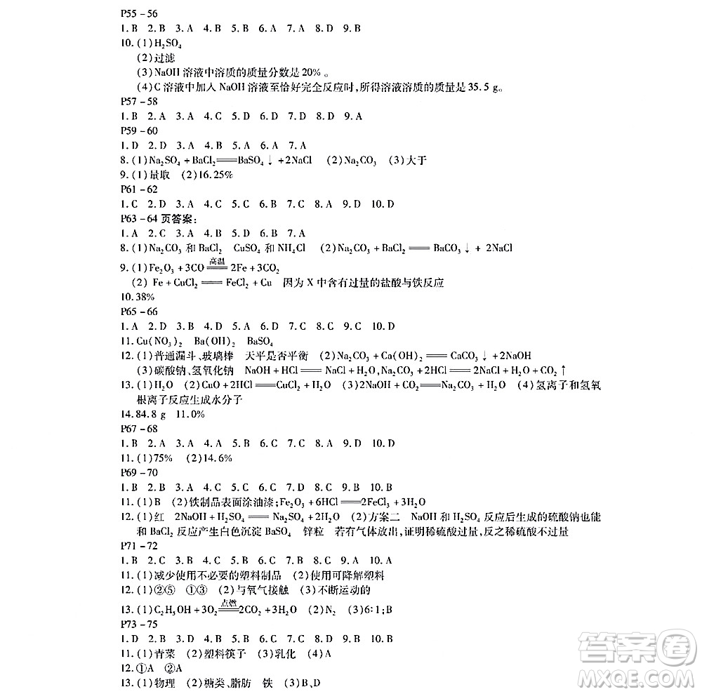 黑龍江少年兒童出版社2022寒假Happy假日九年級化學通用版答案
