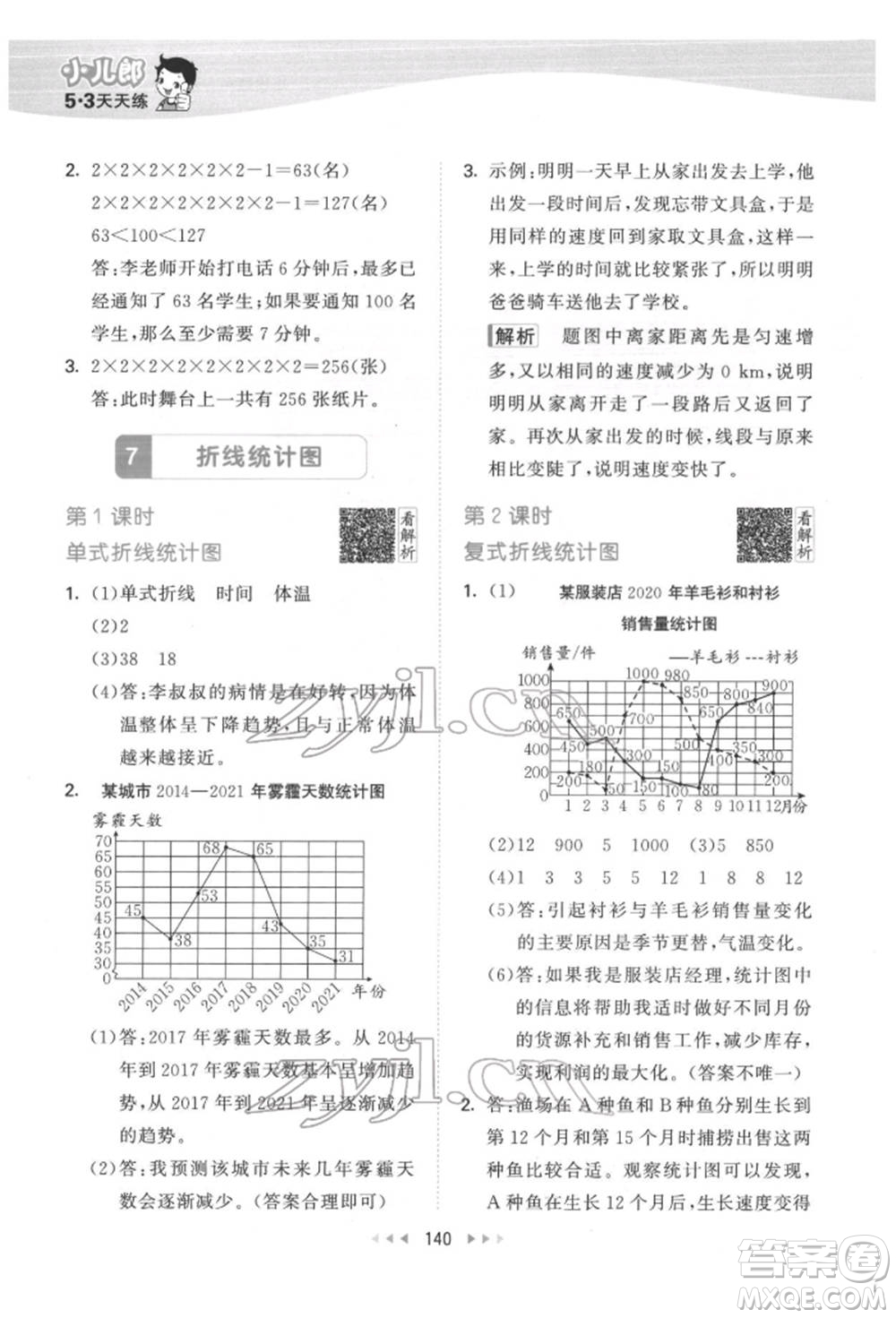 教育科學(xué)出版社2022春季53天天練五年級數(shù)學(xué)下冊人教版參考答案