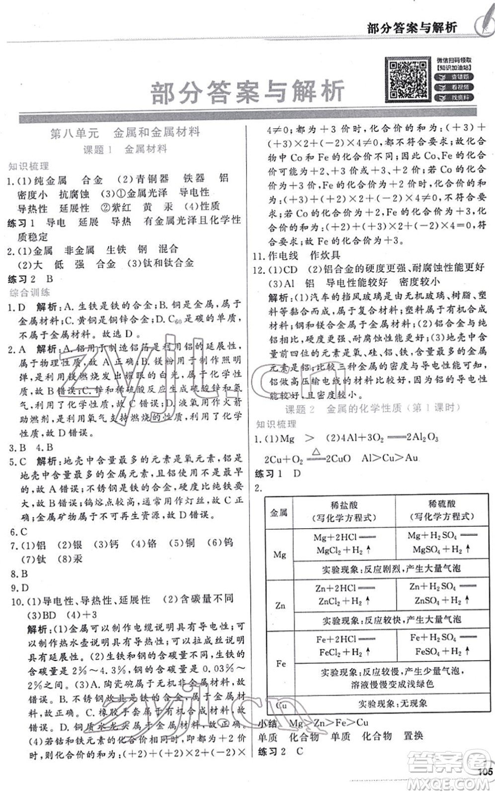新世紀(jì)出版社2022同步導(dǎo)學(xué)與優(yōu)化訓(xùn)練九年級化學(xué)下冊人教版答案
