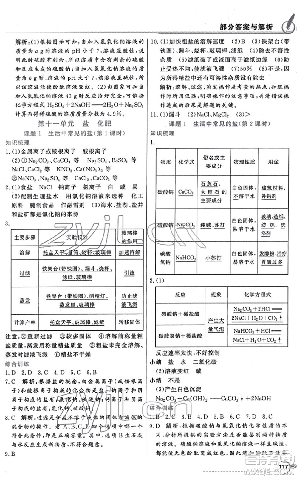 新世紀(jì)出版社2022同步導(dǎo)學(xué)與優(yōu)化訓(xùn)練九年級化學(xué)下冊人教版答案
