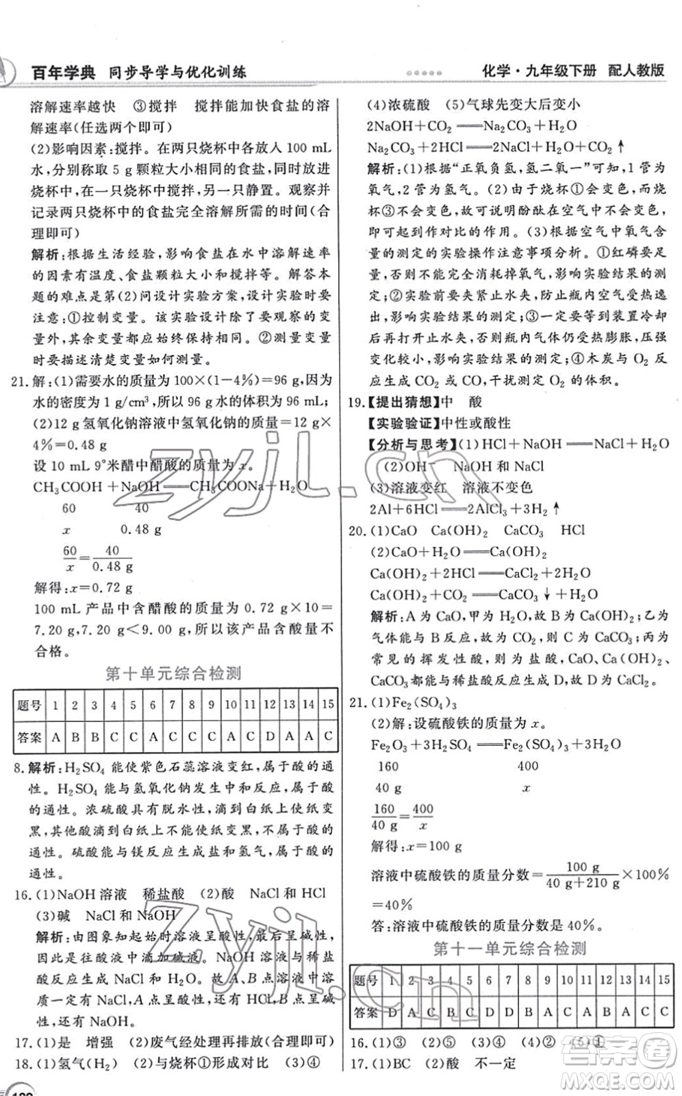 新世紀(jì)出版社2022同步導(dǎo)學(xué)與優(yōu)化訓(xùn)練九年級化學(xué)下冊人教版答案