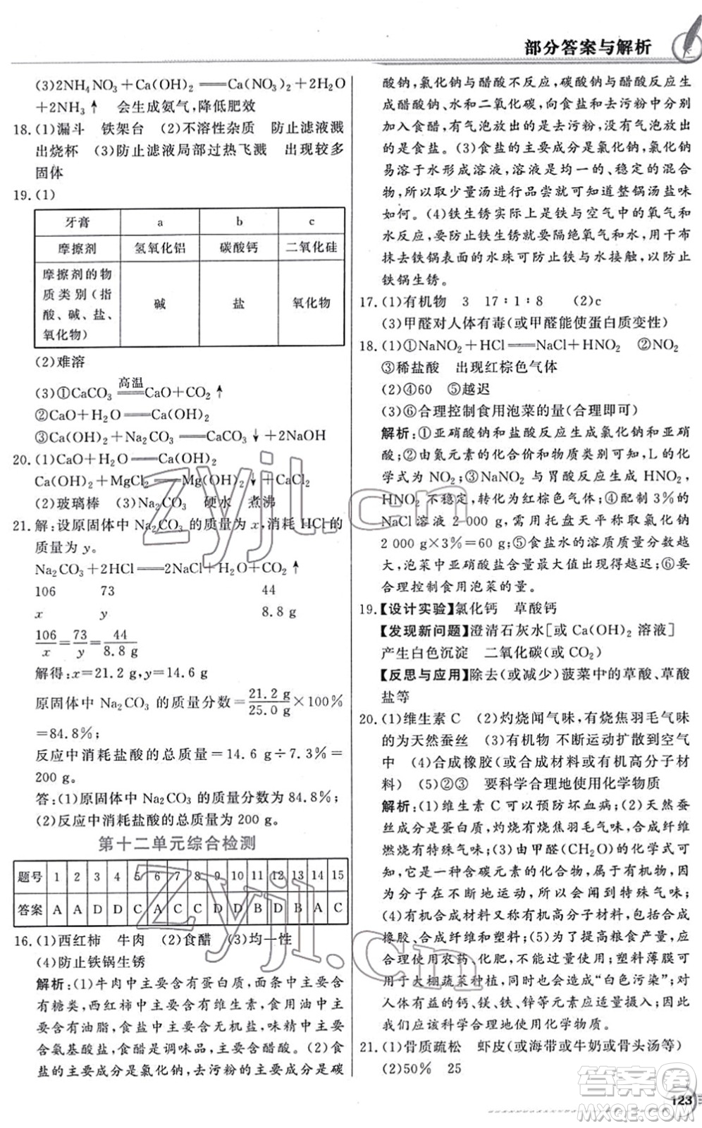 新世紀(jì)出版社2022同步導(dǎo)學(xué)與優(yōu)化訓(xùn)練九年級化學(xué)下冊人教版答案