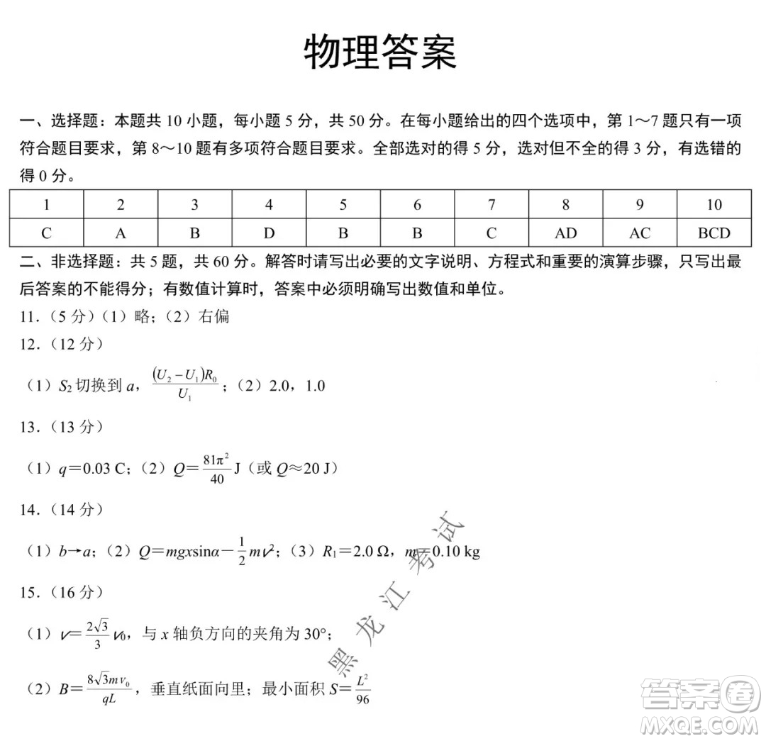 哈爾濱市第六中學(xué)校2020級(jí)上學(xué)期期末考試高二物理試題及答案