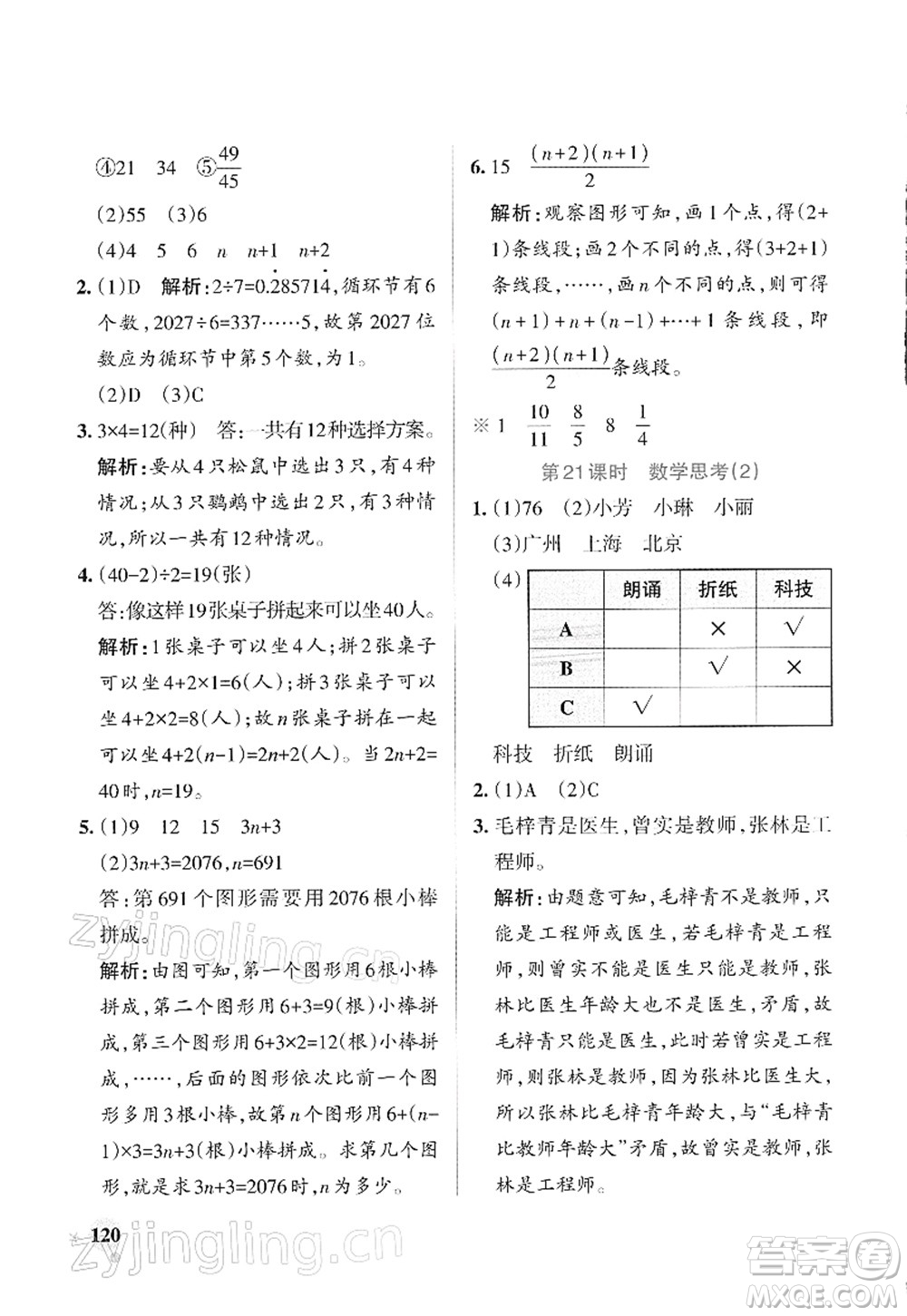 遼寧教育出版社2022PASS小學(xué)學(xué)霸作業(yè)本六年級數(shù)學(xué)下冊RJ人教版答案