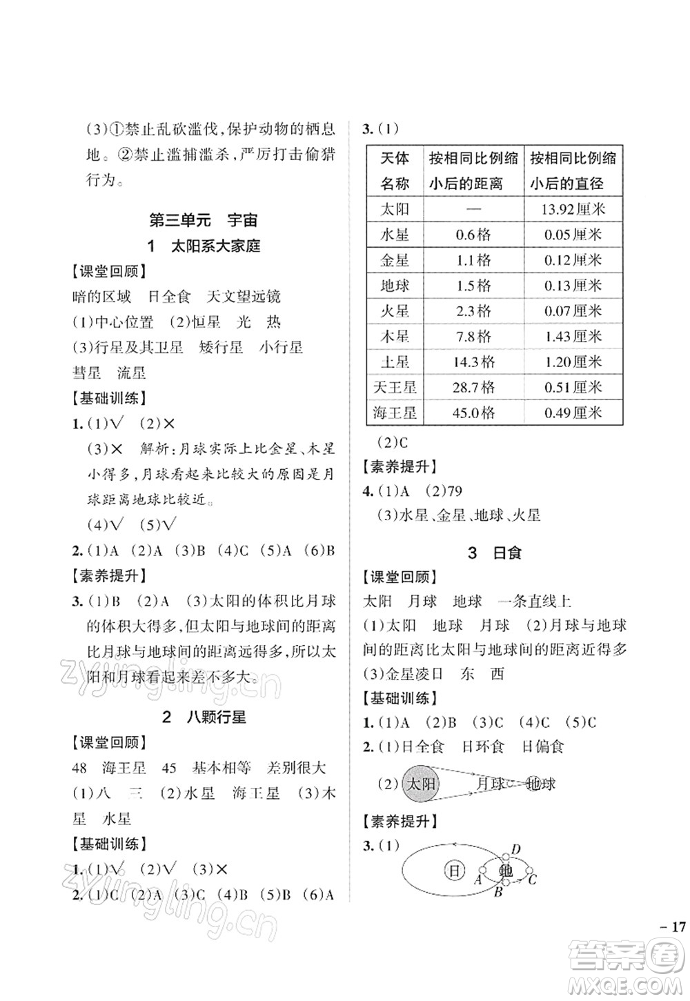 陜西師范大學(xué)出版總社2022PASS小學(xué)學(xué)霸作業(yè)本六年級(jí)科學(xué)下冊JK教科版答案