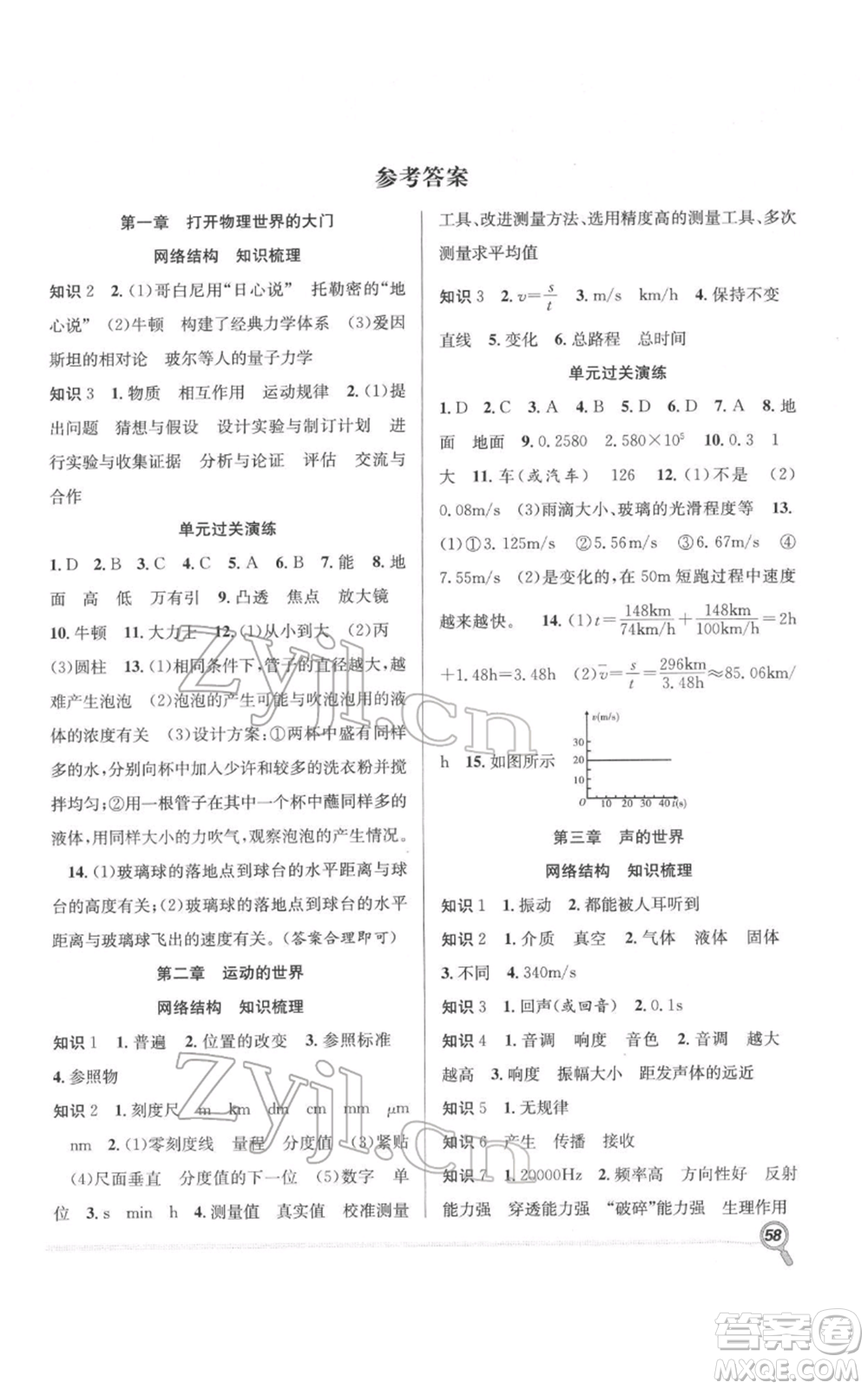 合肥工業(yè)大學(xué)出版社2022贏在假期期末+寒假八年級物理滬科版參考答案