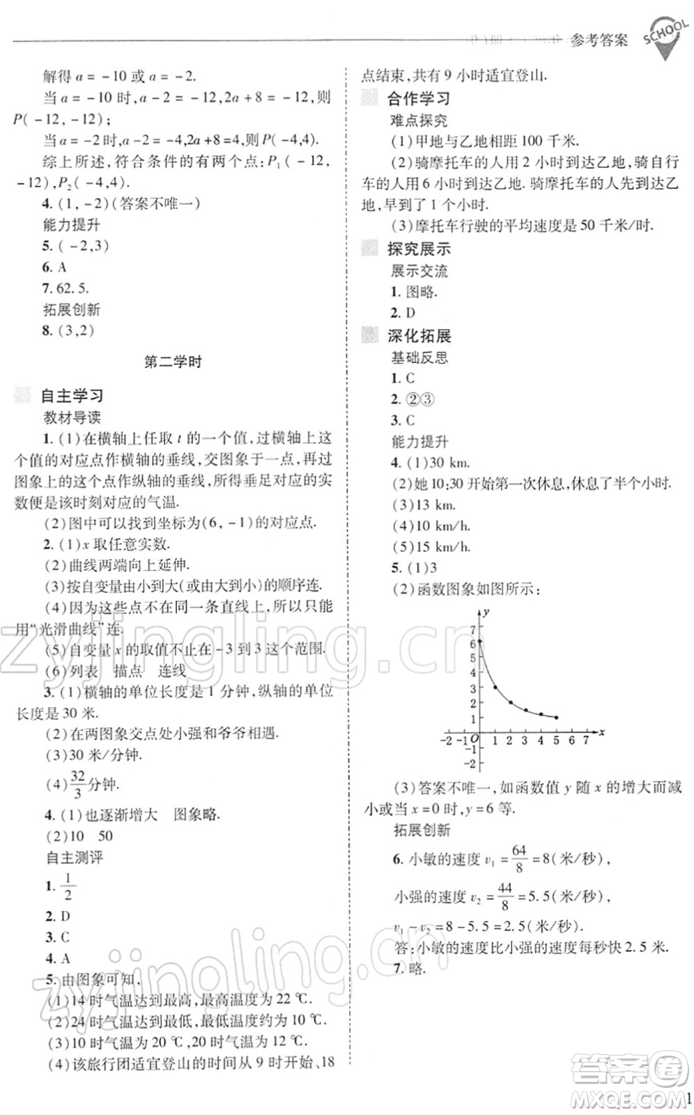 山西教育出版社2022新課程問題解決導(dǎo)學(xué)方案八年級數(shù)學(xué)下冊華東師大版答案