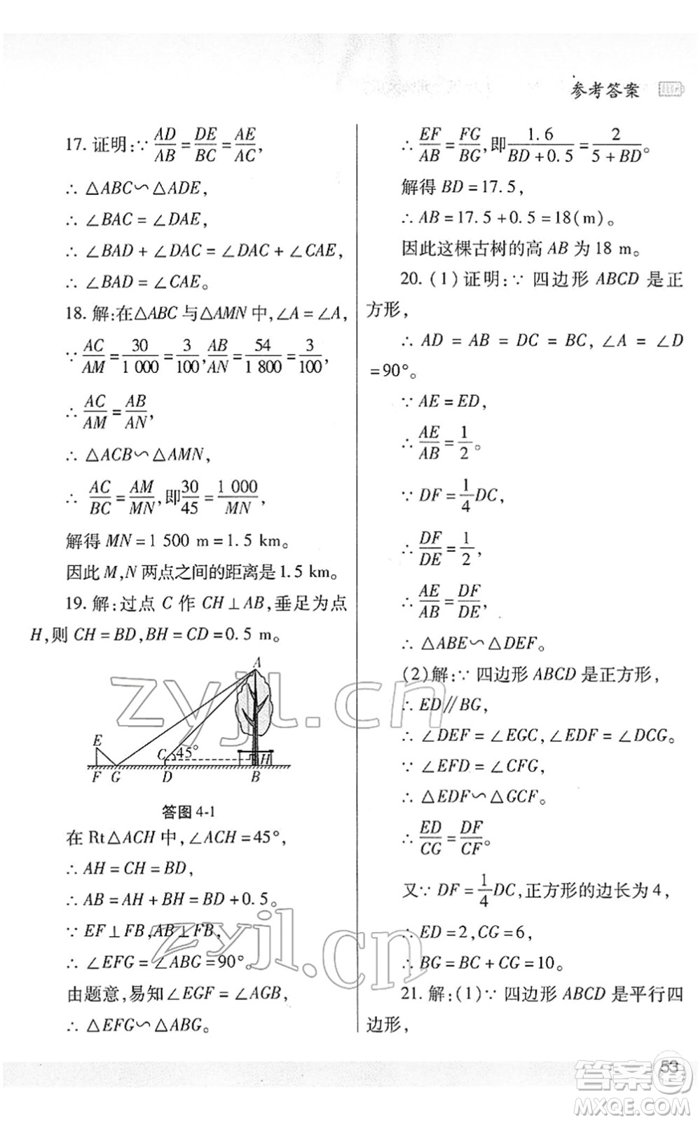 陜西師范大學(xué)出版總社2022寒假作業(yè)與生活九年級數(shù)學(xué)北師大版答案