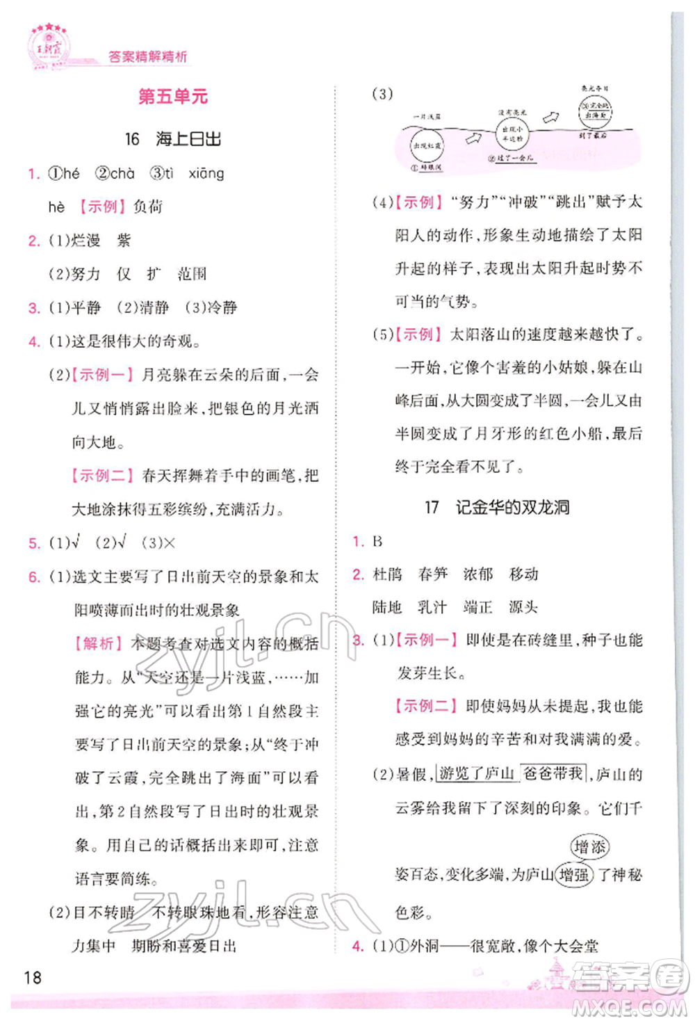 江西人民出版社2022王朝霞創(chuàng)維新課堂同步優(yōu)化訓(xùn)練四年級(jí)下冊(cè)語文人教版參考答案