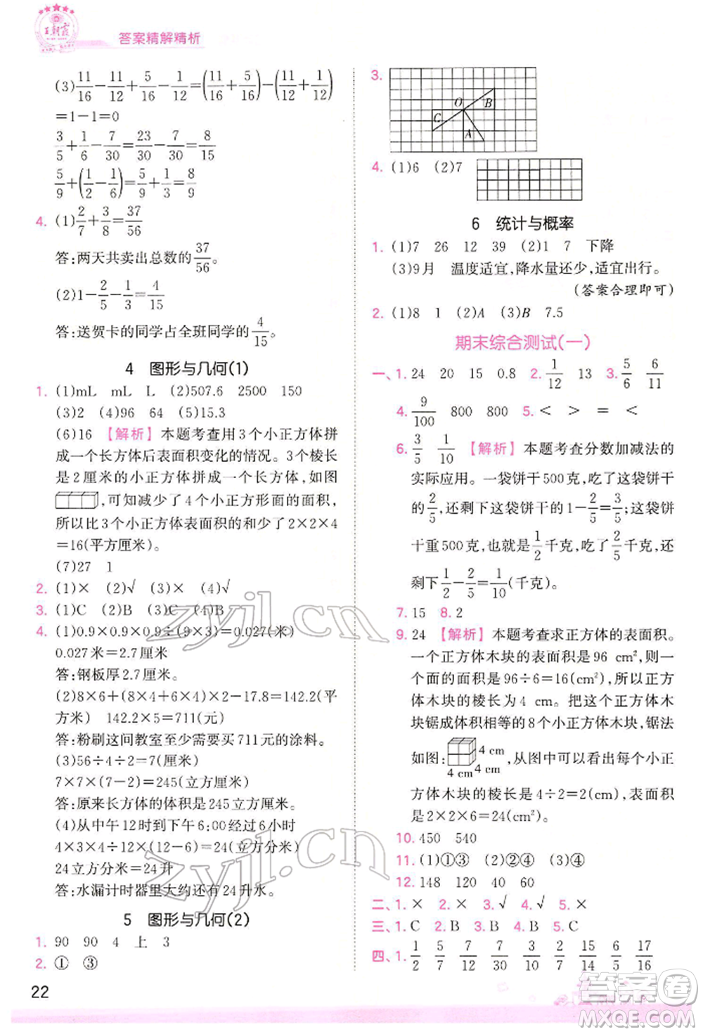 江西人民出版社2022王朝霞創(chuàng)維新課堂同步優(yōu)化訓(xùn)練五年級(jí)下冊(cè)數(shù)學(xué)人教版參考答案