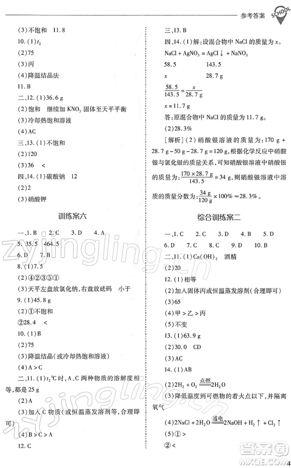 山西教育出版社2022新課程問題解決導(dǎo)學(xué)方案九年級化學(xué)下冊人教版答案