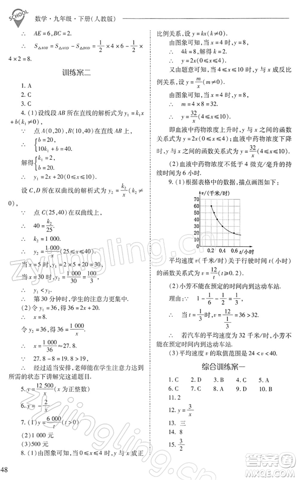 山西教育出版社2022新課程問題解決導(dǎo)學(xué)方案九年級(jí)數(shù)學(xué)下冊(cè)人教版答案