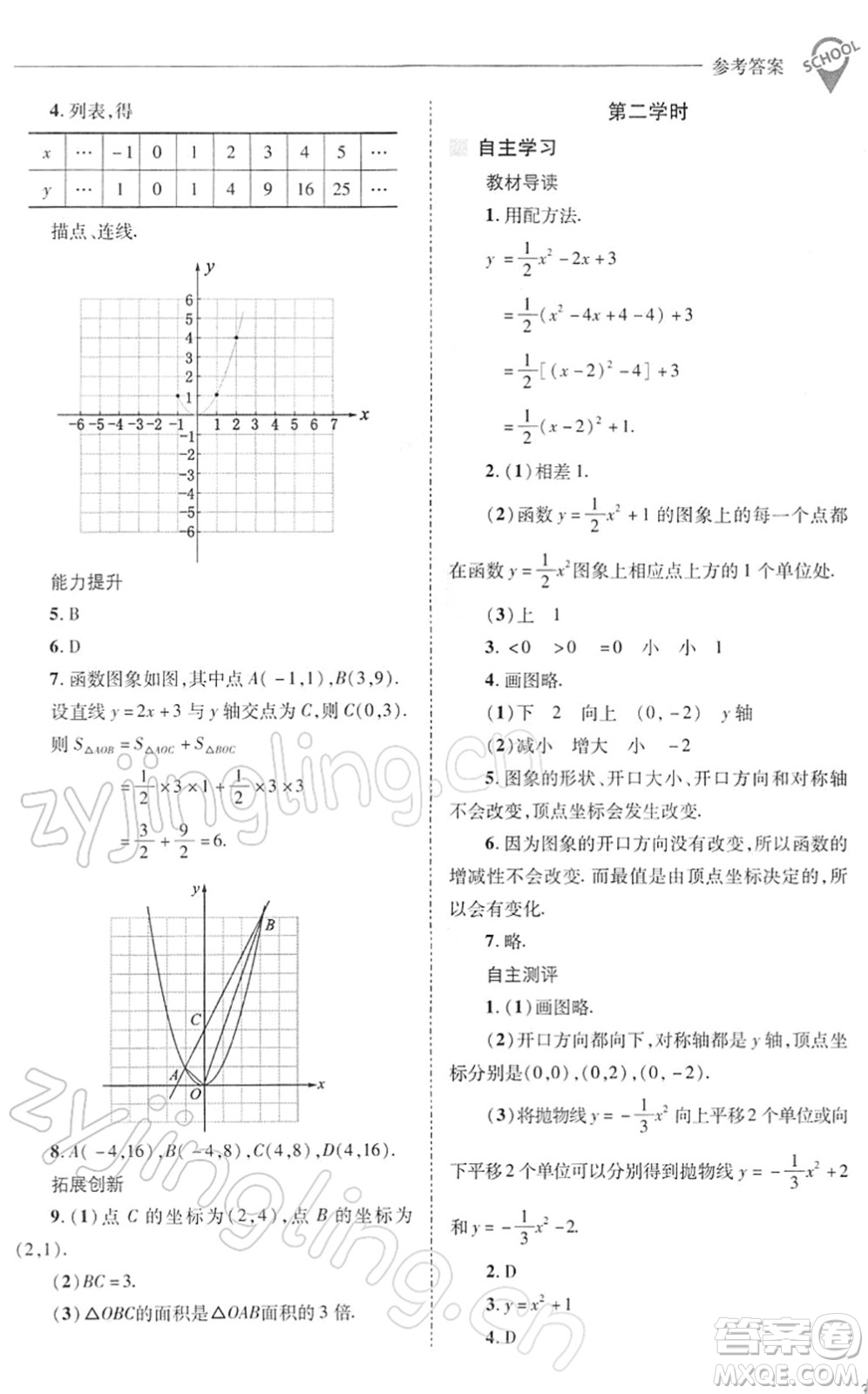 山西教育出版社2022新課程問題解決導學方案九年級數(shù)學下冊華東師大版答案