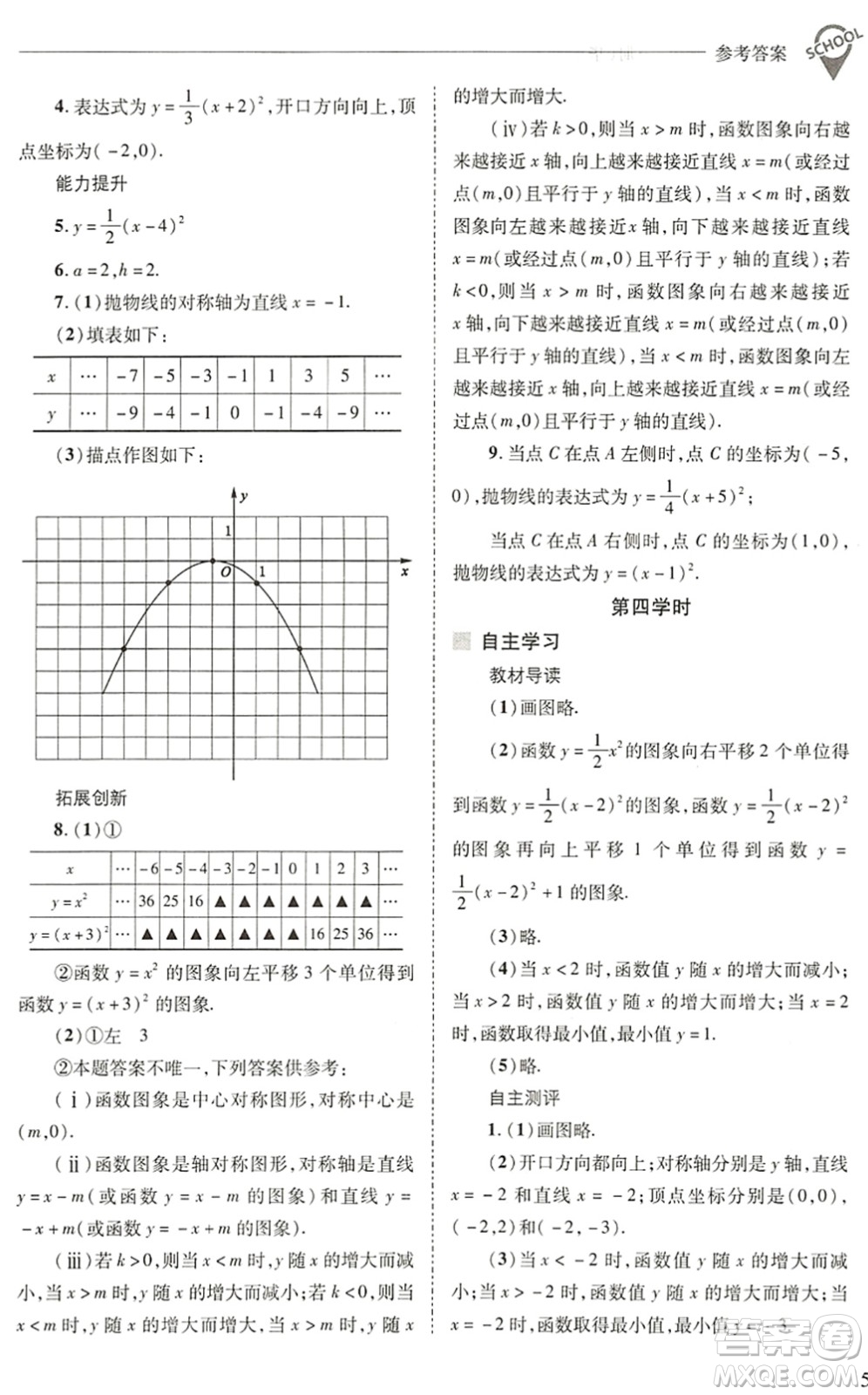山西教育出版社2022新課程問題解決導學方案九年級數(shù)學下冊華東師大版答案