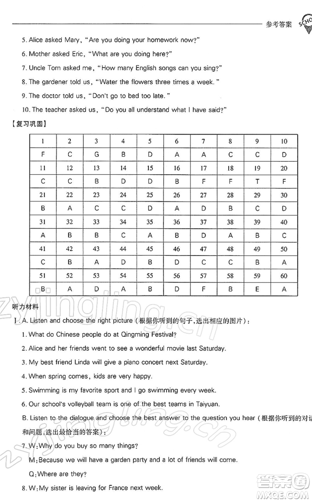 山西教育出版社2022新課程問題解決導(dǎo)學(xué)方案九年級(jí)英語下冊(cè)上教版答案