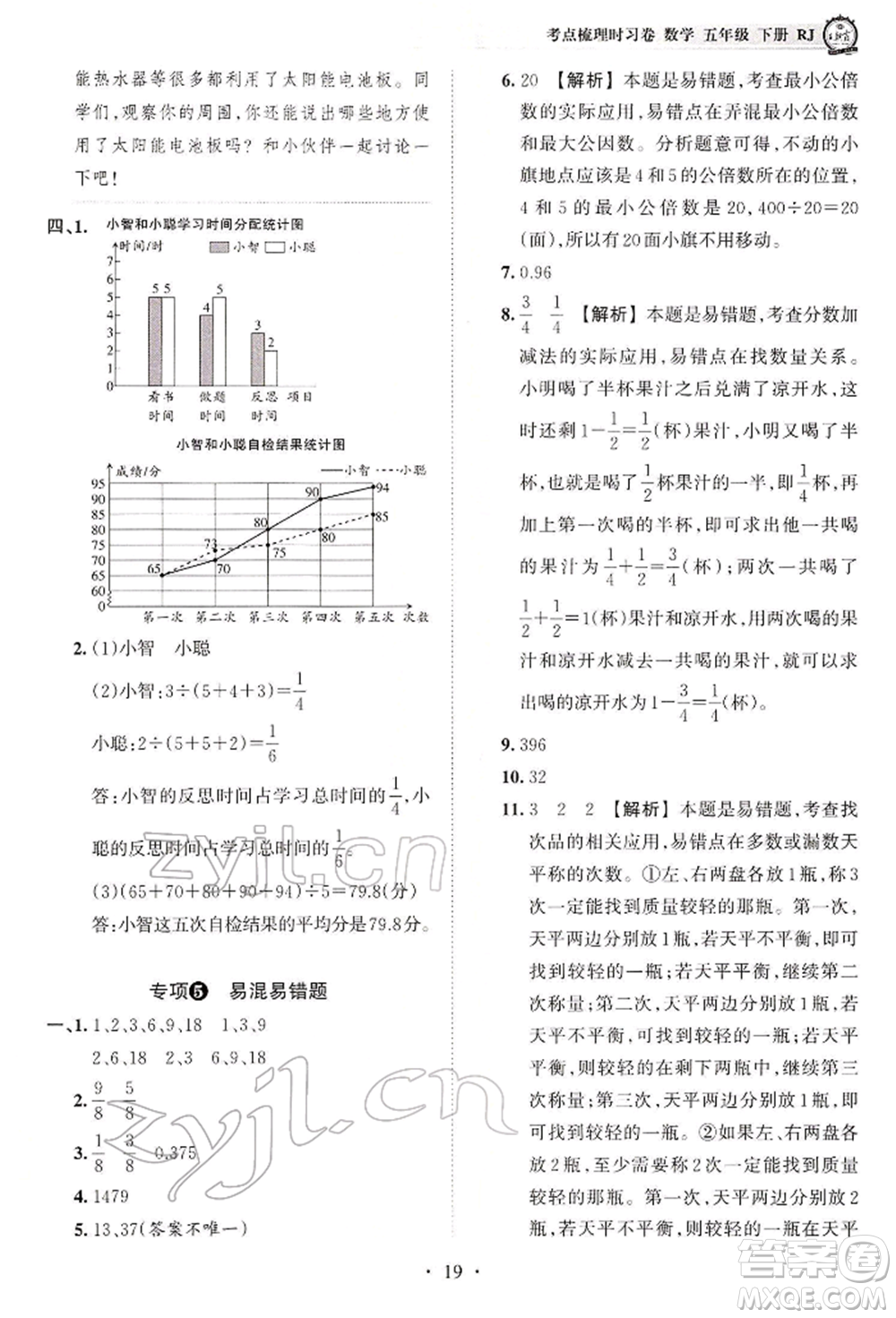 江西人民出版社2022王朝霞考點(diǎn)梳理時(shí)習(xí)卷五年級(jí)數(shù)學(xué)下冊(cè)人教版參考答案