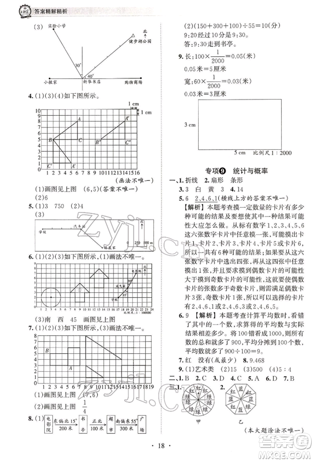 江西人民出版社2022王朝霞考點梳理時習卷六年級數(shù)學下冊人教版參考答案