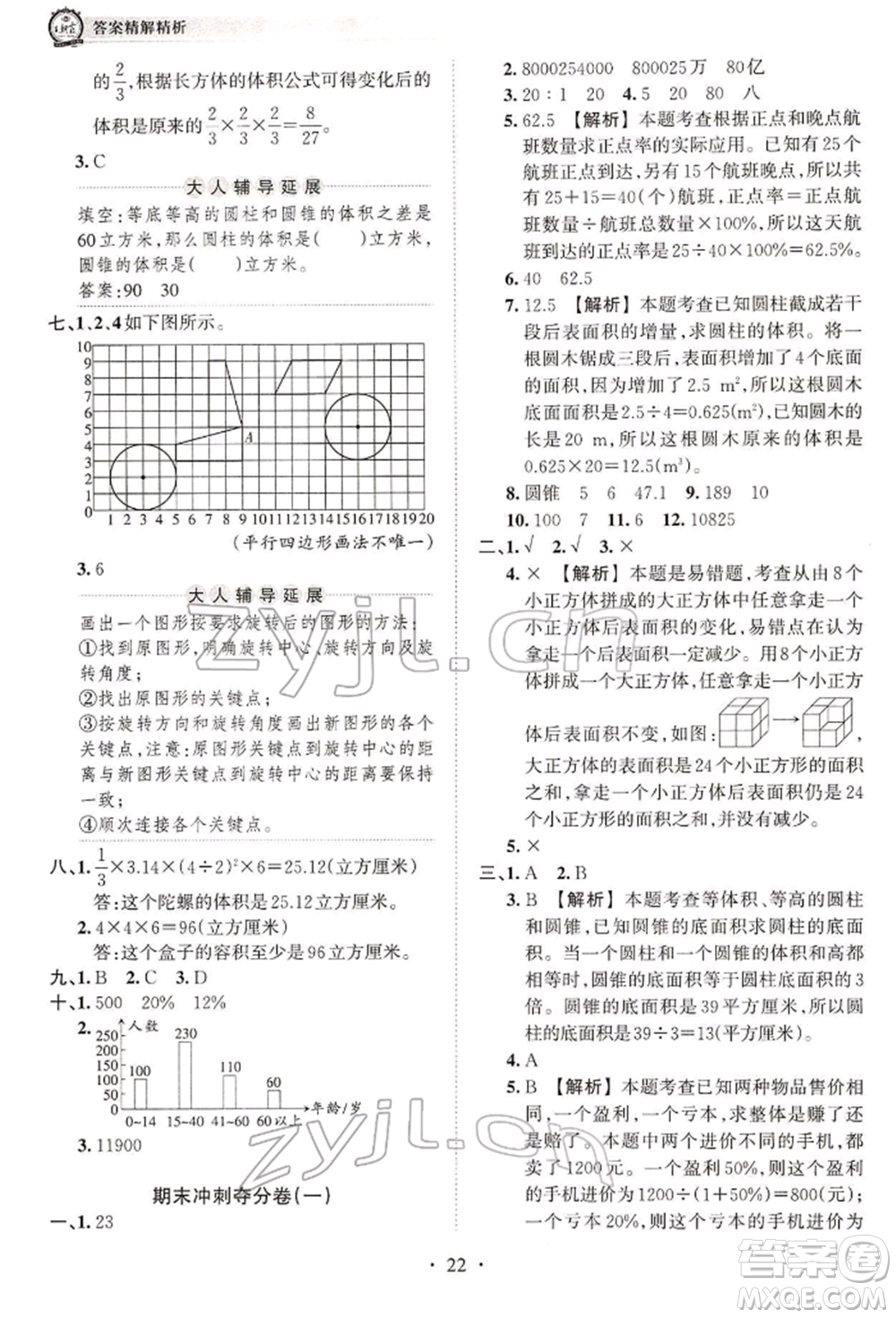 江西人民出版社2022王朝霞考點梳理時習卷六年級數(shù)學下冊人教版參考答案