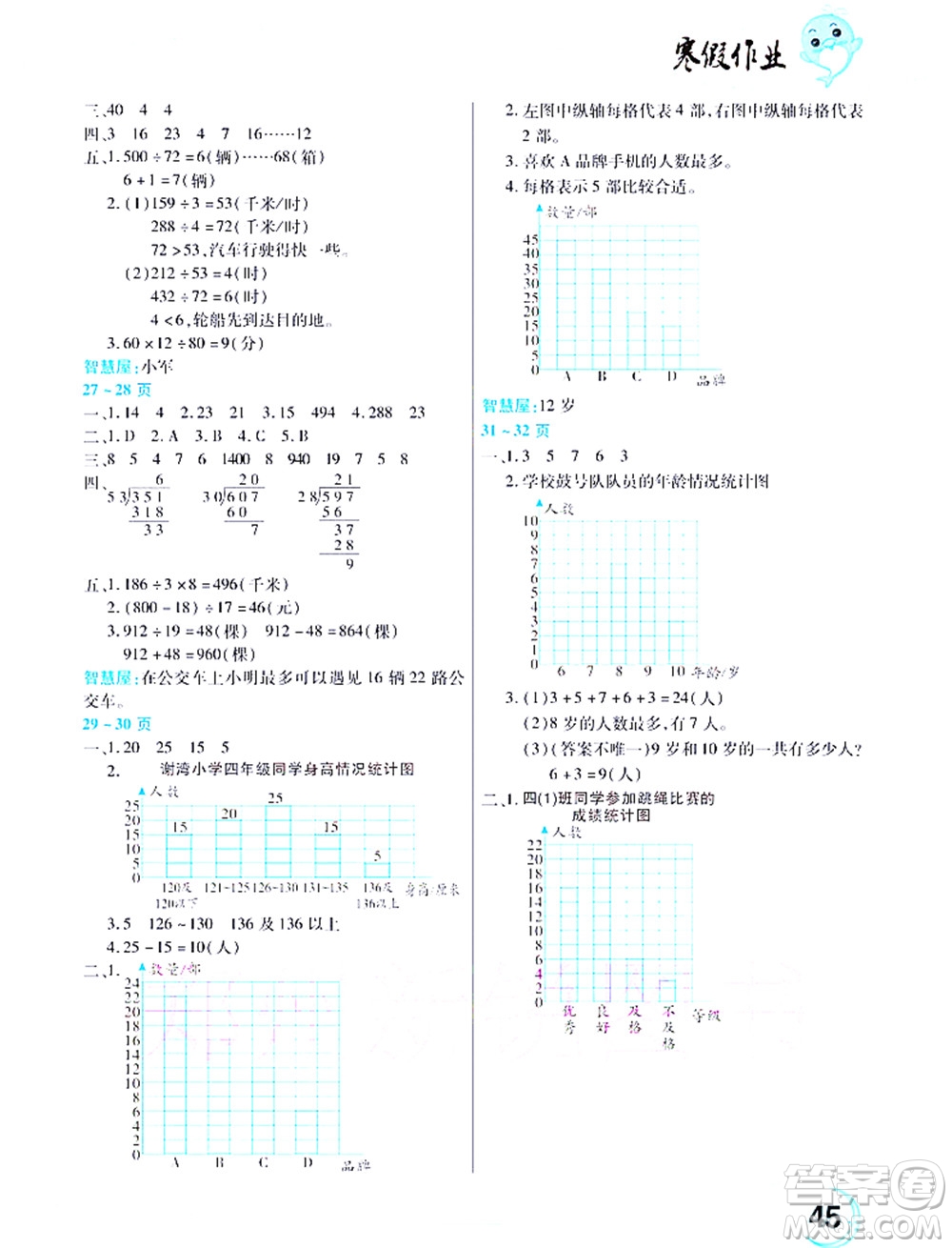 中原農(nóng)民出版社2022豫新銳寒假作業(yè)四年級(jí)數(shù)學(xué)人教版答案
