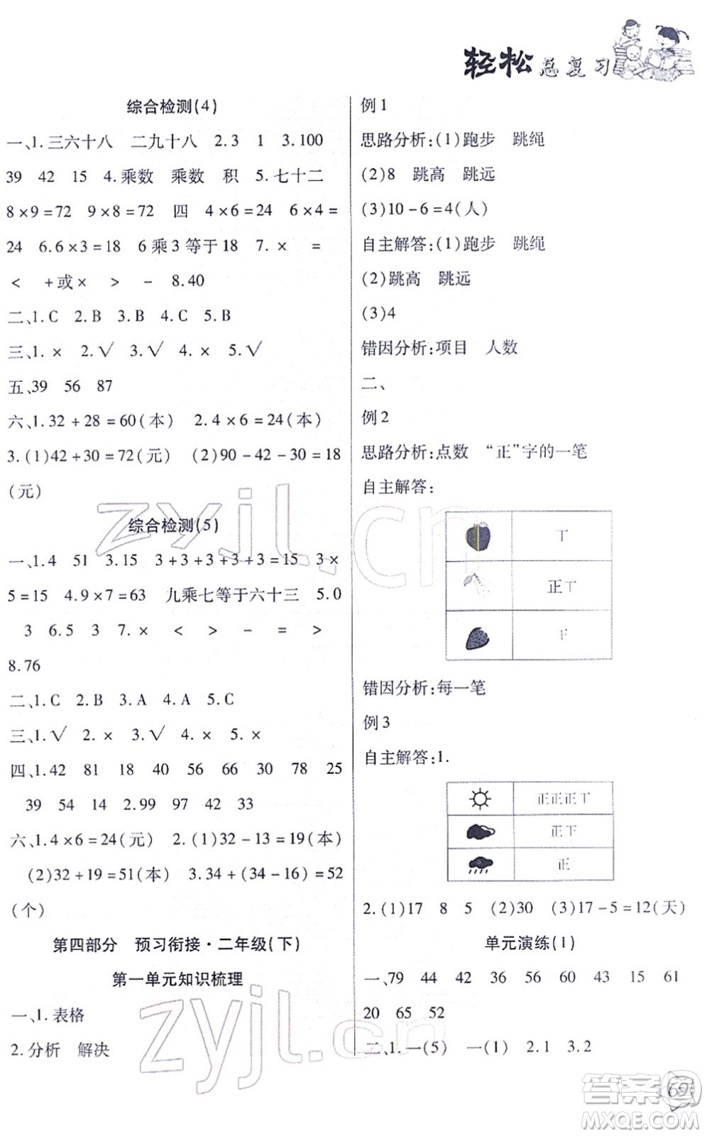 河北科學(xué)技術(shù)出版社2022輕松總復(fù)習(xí)假期作業(yè)輕松寒假二年級數(shù)學(xué)通用版答案