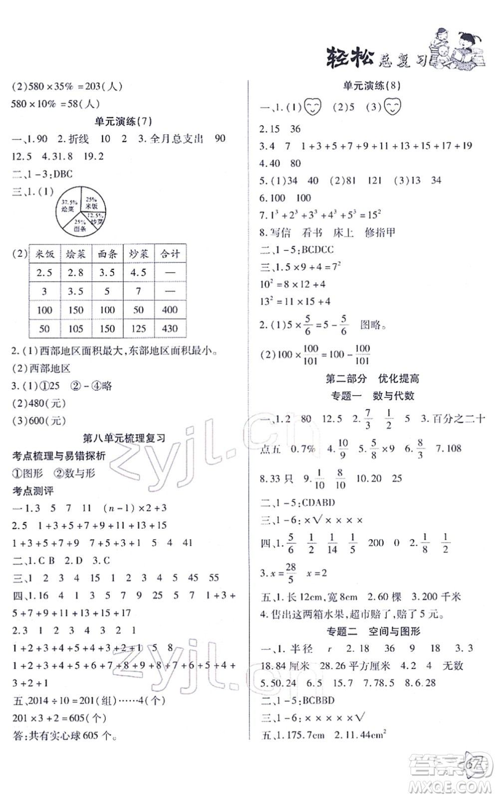 河北科學技術(shù)出版社2022輕松總復習假期作業(yè)輕松寒假六年級數(shù)學通用版答案