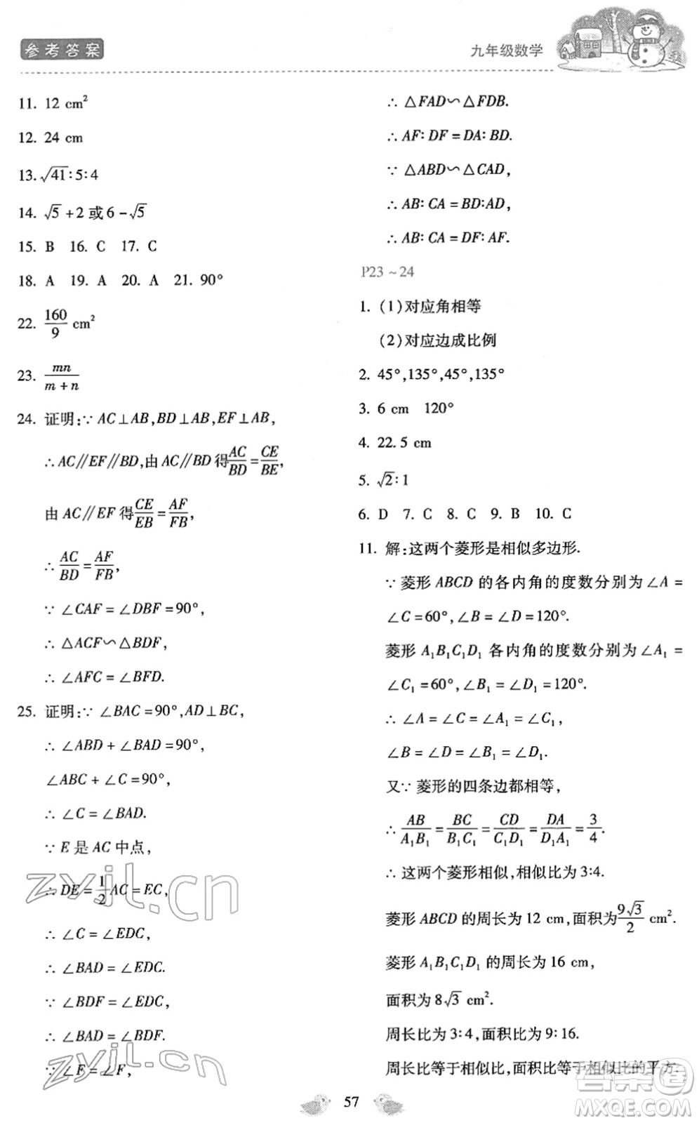 河北少年兒童出版社2022世超金典假期樂(lè)園寒假九年級(jí)數(shù)學(xué)JJ冀教版答案