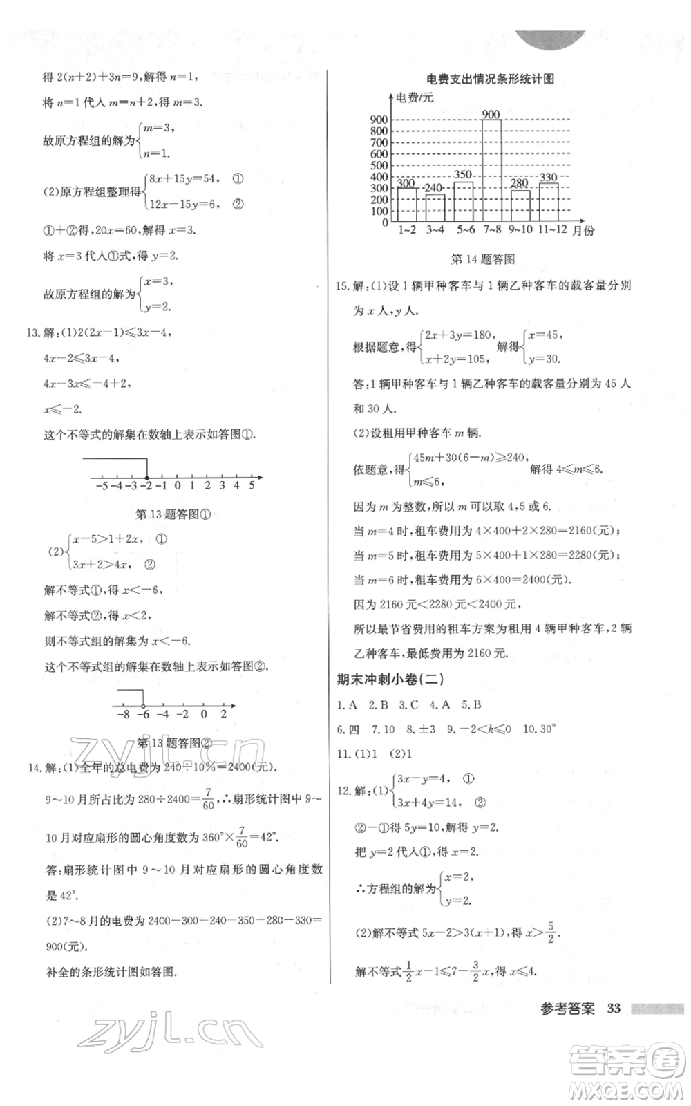 龍門書局2022啟東中學(xué)作業(yè)本七年級(jí)數(shù)學(xué)下冊(cè)人教版參考答案