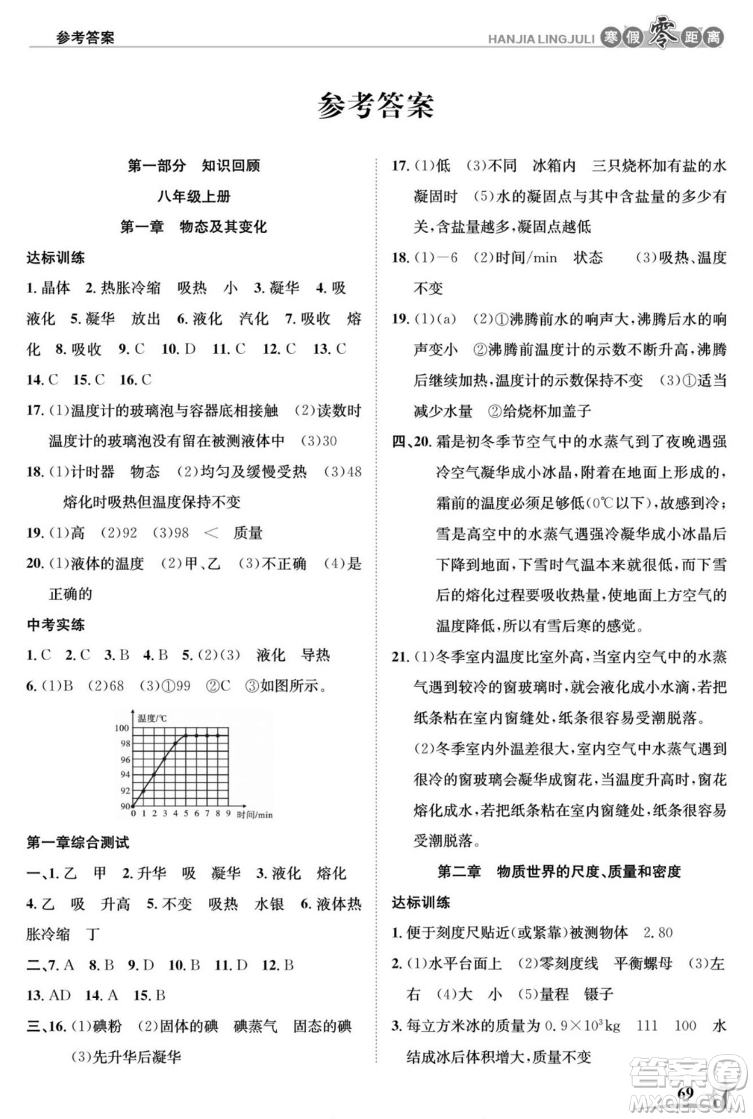 合肥工業(yè)大學(xué)出版社2022寒假零距離學(xué)期系統(tǒng)復(fù)習(xí)物理八年級BS北師大版答案